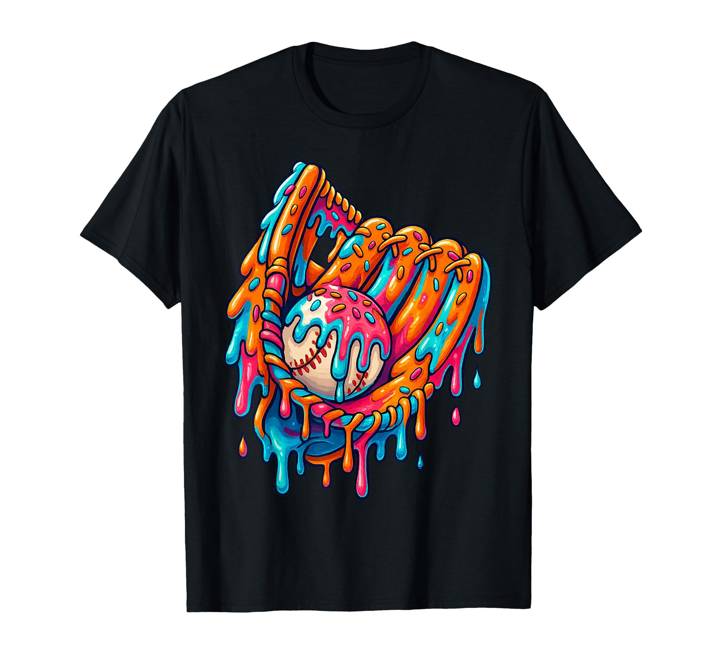 Baseball Drip Ice Cream Sprinkles Baseball Glove for Boys T-Shirt