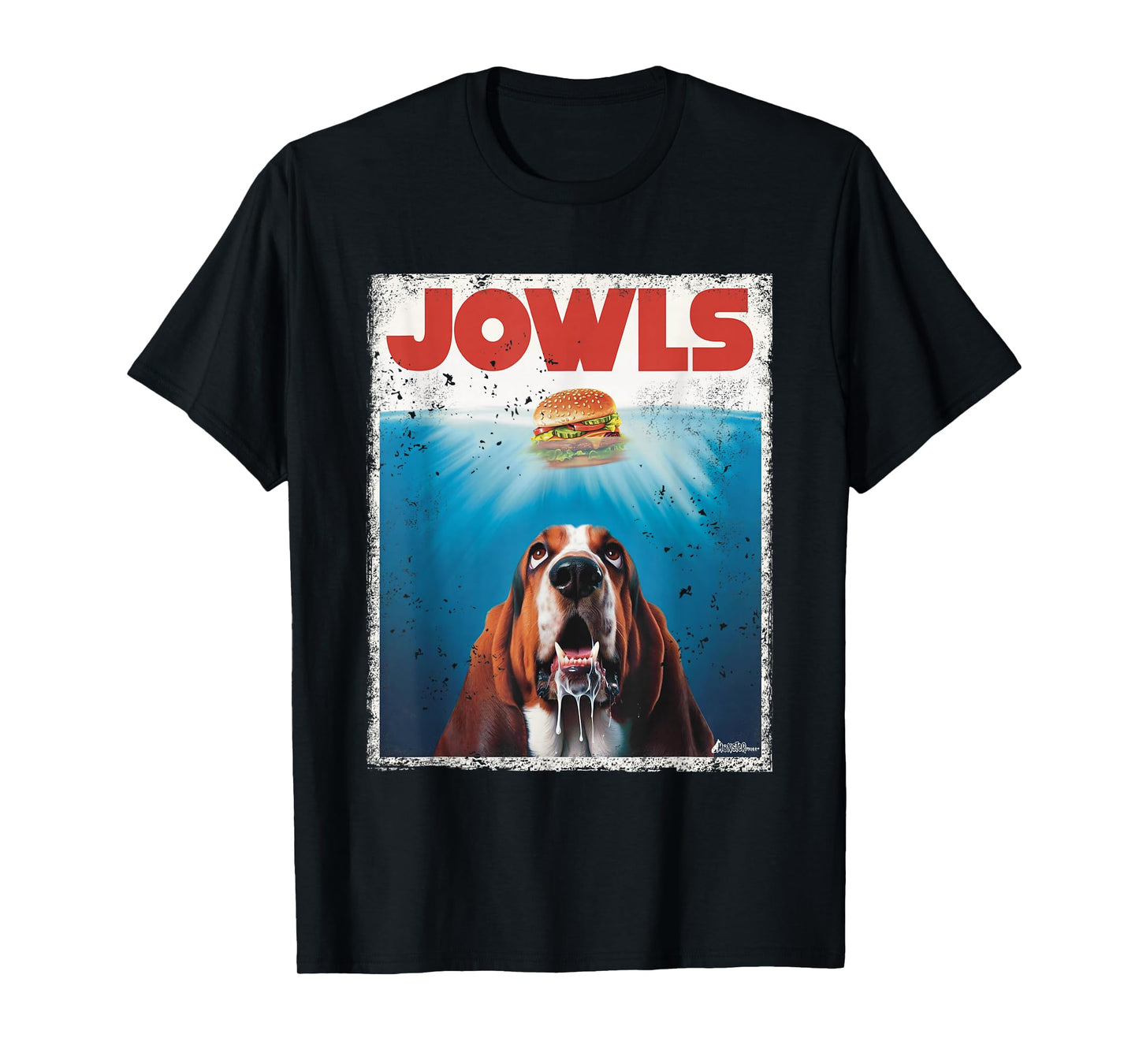 Funny Bassett Hound Dog Jowls Burger, Puppy Dog Eyes Dog Mom T-Shirt