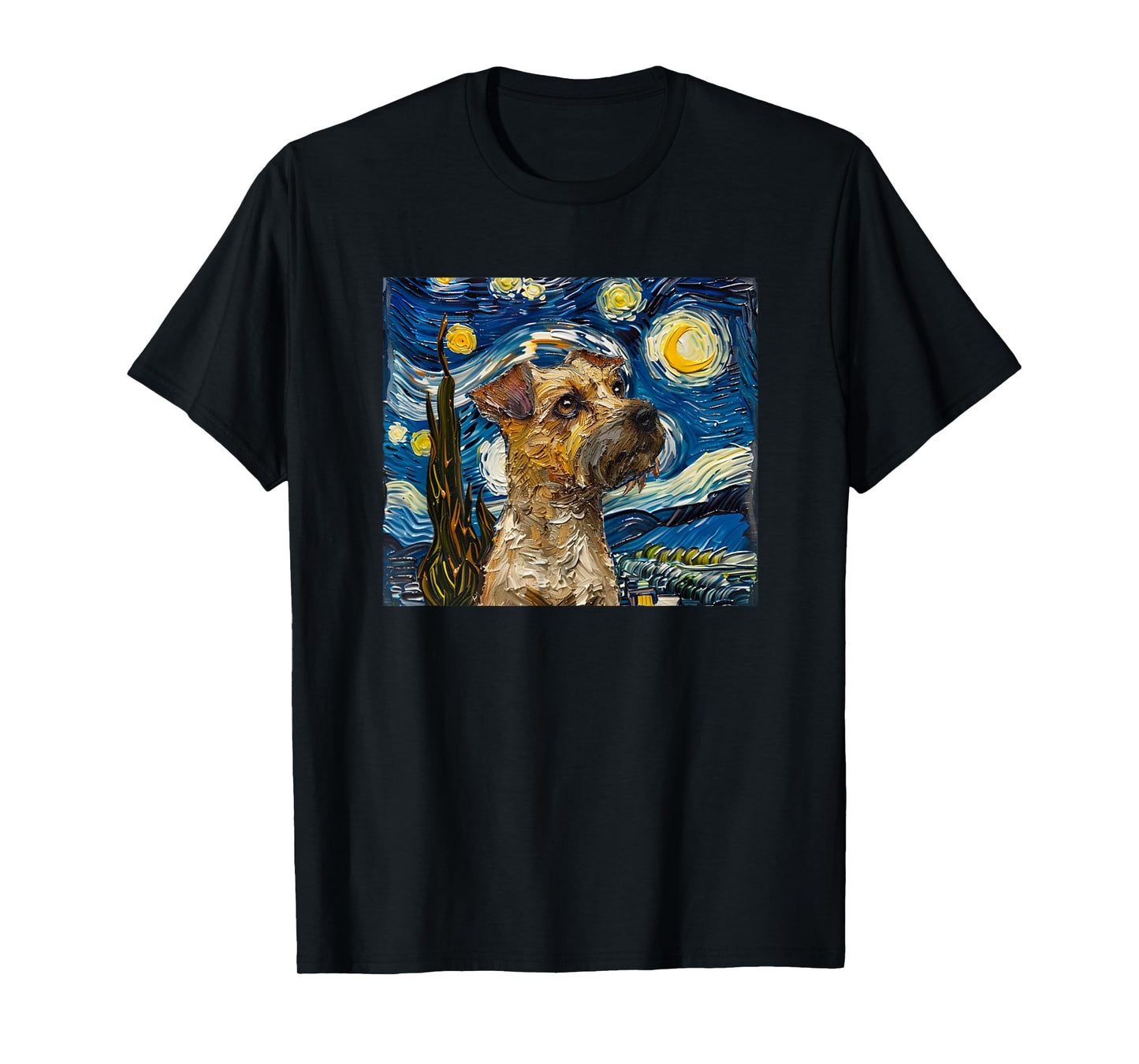 Mens Womens Kids Painting Starry Night Border Terrier Lover T-Shirt