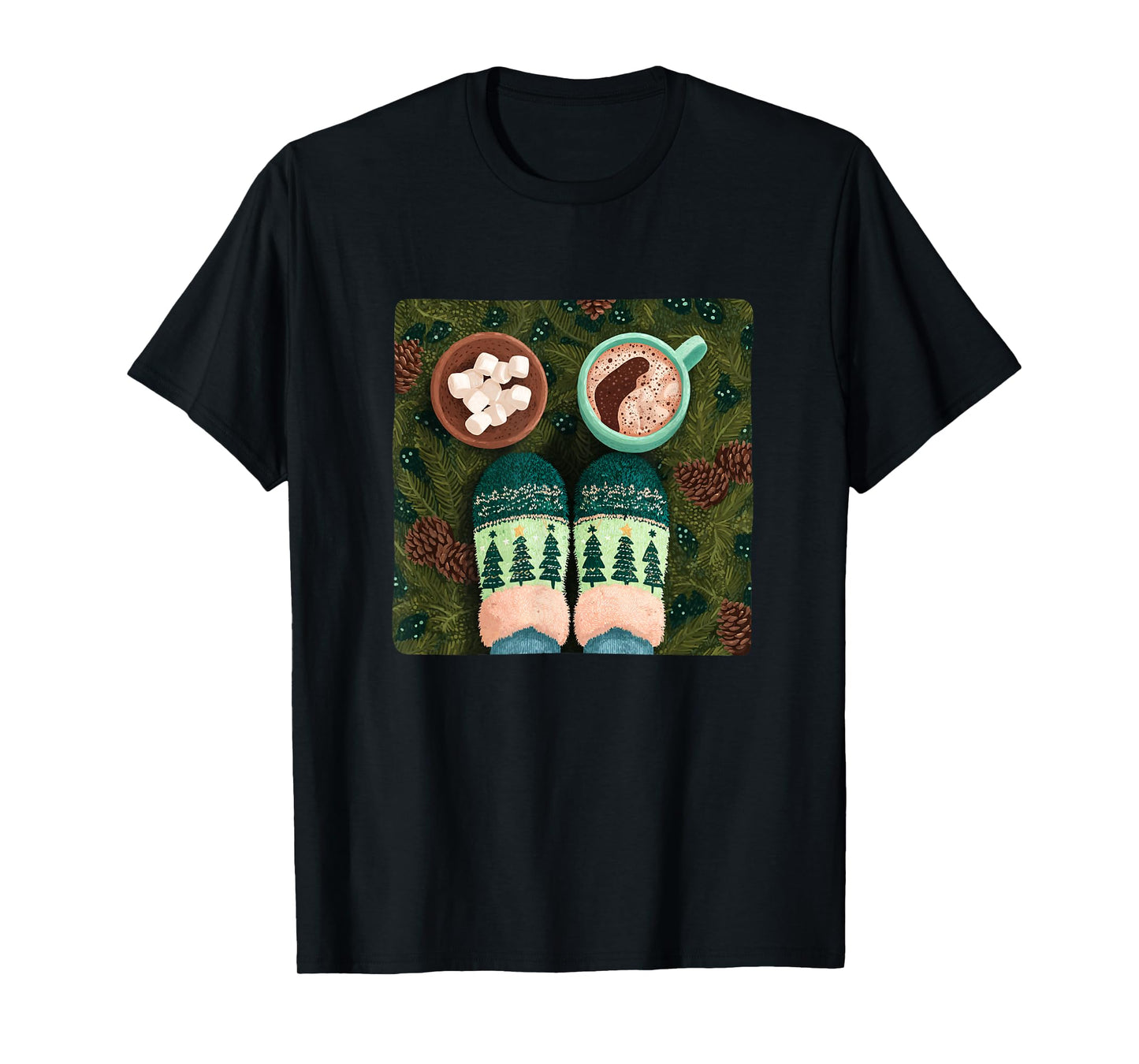 Festive Cozy Socks and Cacao Costume for Marshmallow Lovers T-Shirt