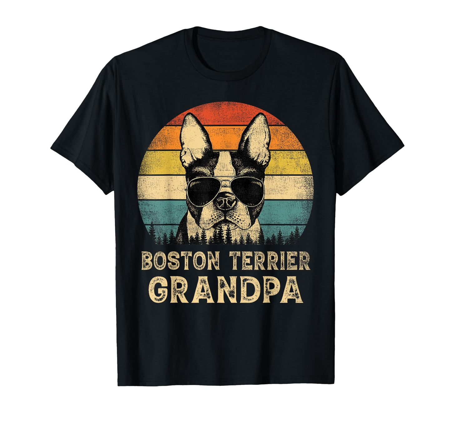 Vintage Boston Terrier Grandpa Dog Lovers Father's Day T-Shirt