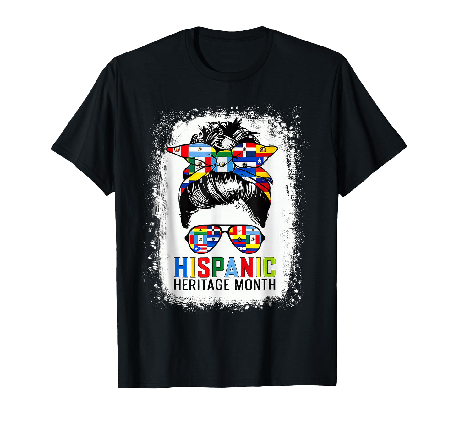 National Hispanic Heritage Month Messy Bun All Countries T-Shirt