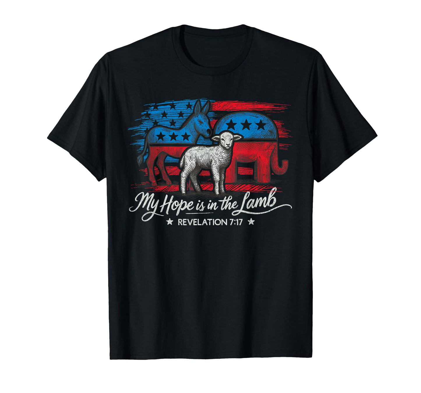 My Hope is in the Lamb Elephant Donkey USA Funny Scripture T-Shirt