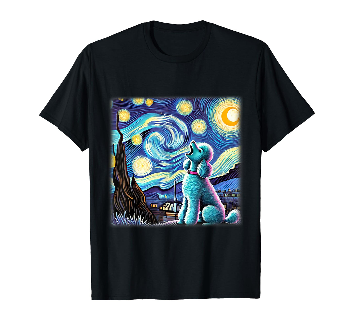 Poodle Starry Night Shirt Van Gogh Painting Poodle Dog Lover Men Women Kids T-Shirt