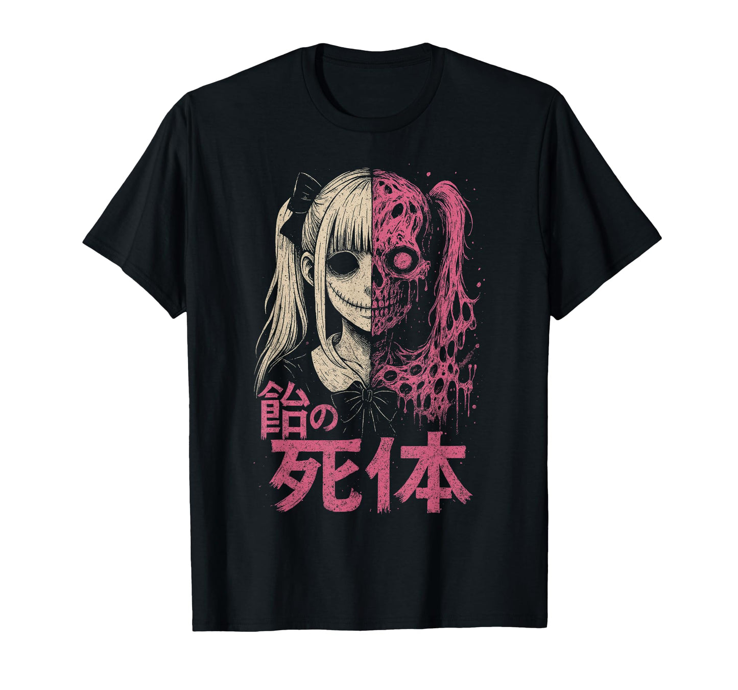 Anime Horror Manga Creepy Cute Japanese Pink Alt Goth Girl T-Shirt