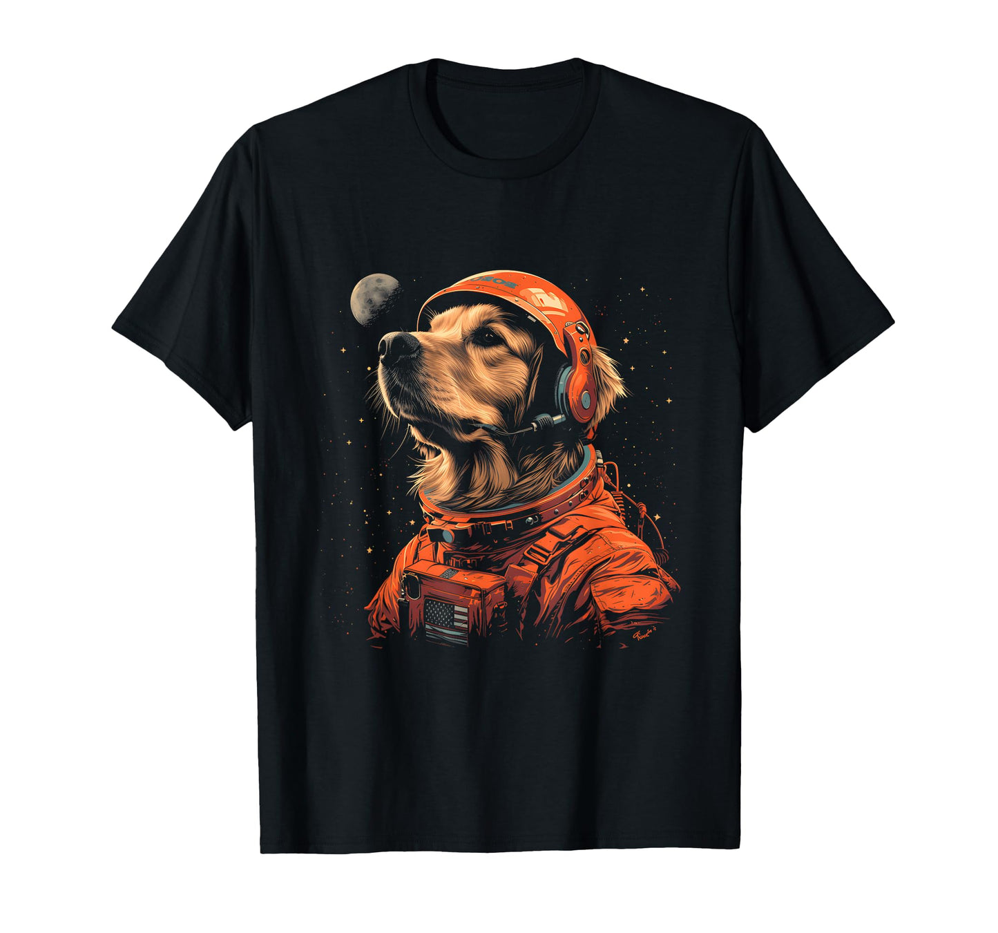Funny Golden Retriever Lovers Dog Astronaut in The Space T-Shirt