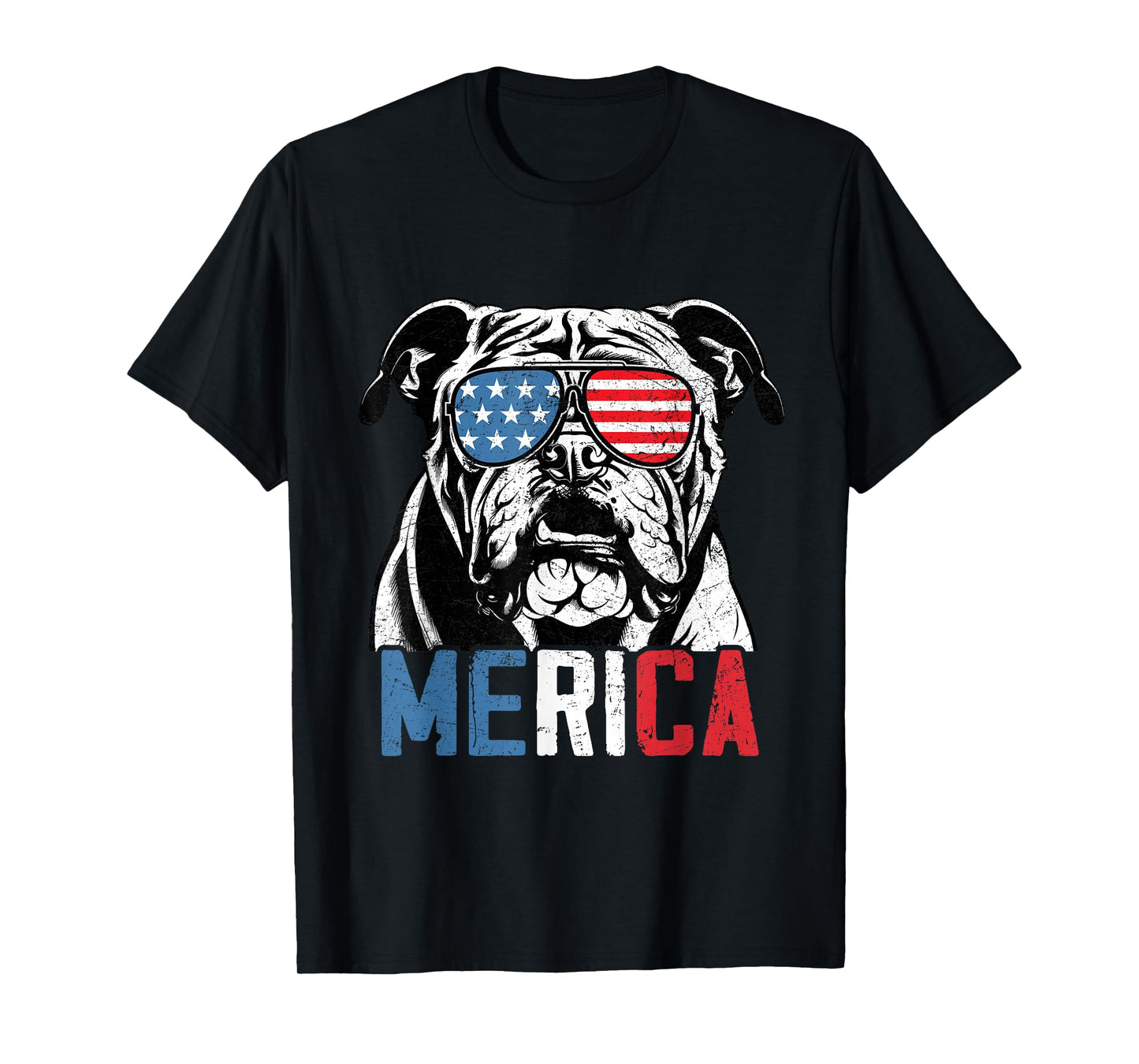 Patriotic English Bulldog Dog Merica 4th Of July Funny T-Shirt