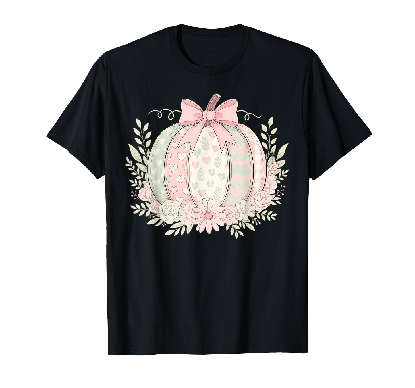 Retro Vintage Boho Pumpkin Floral Thanksgiving Fall Vibes T-Shirt