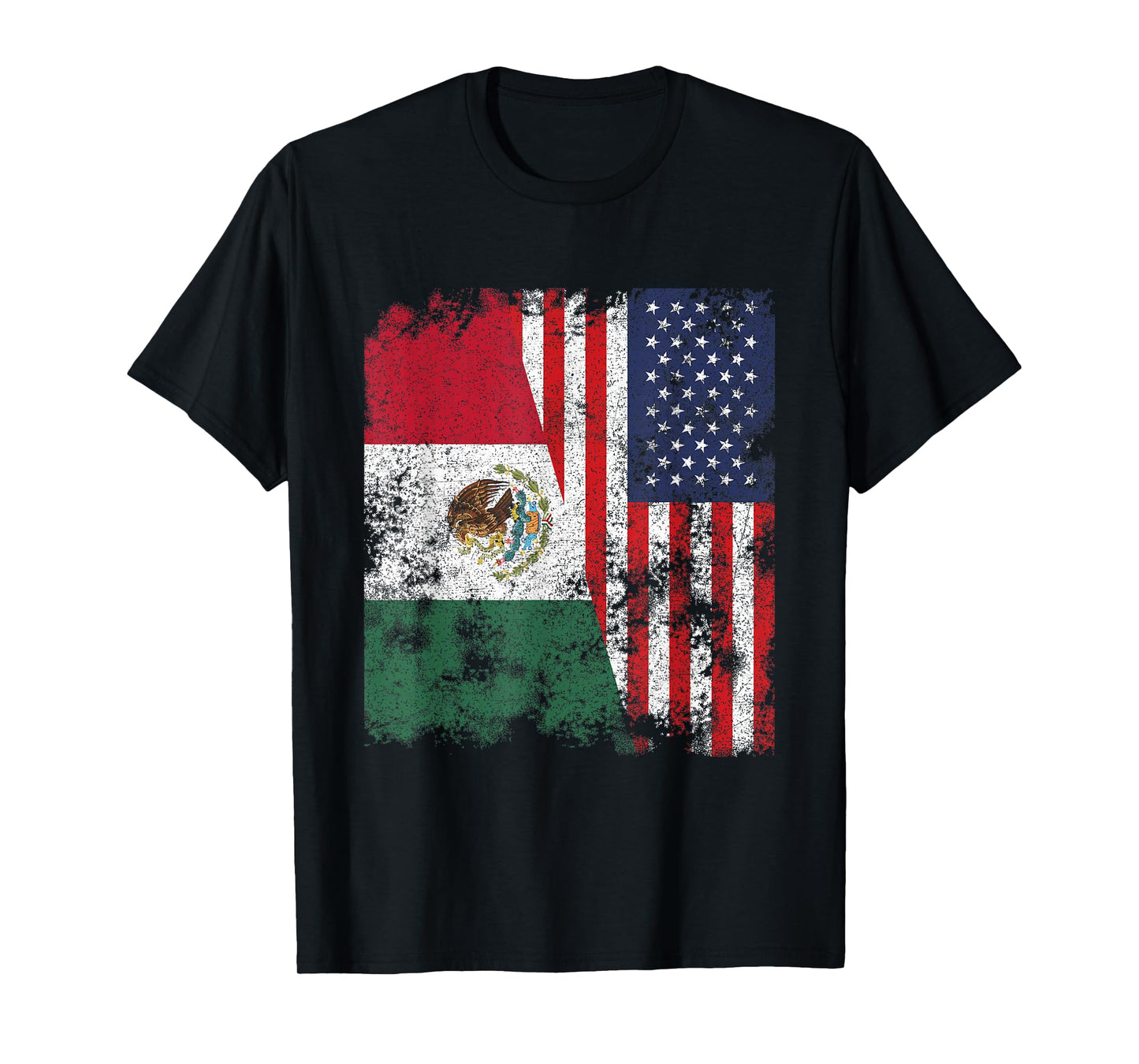 Mexico USA Flag Distressed - Half American T-Shirt