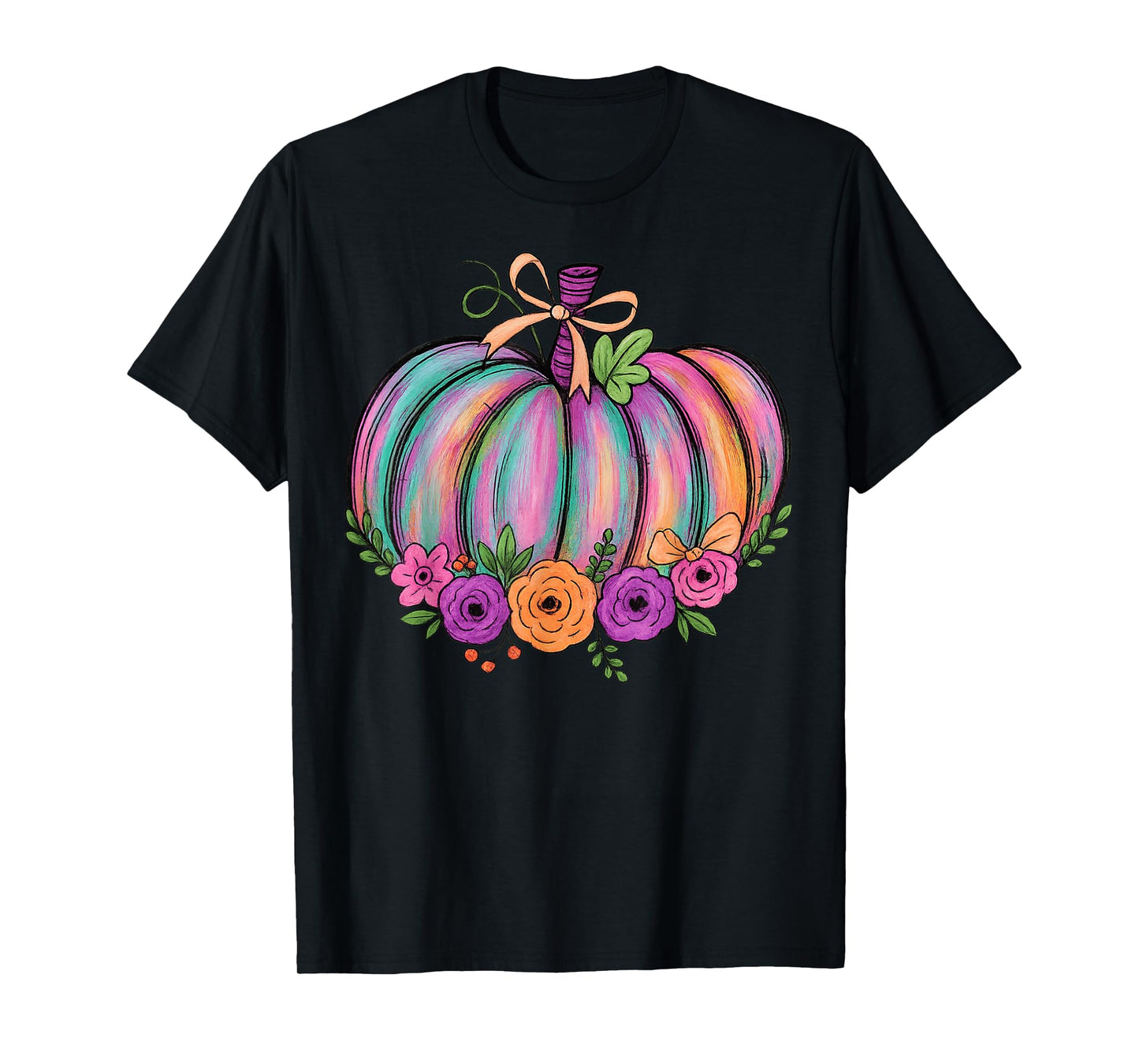 Thanksgiving Vintage Boho Floral Fall Vibes Funny Pumpkin T-Shirt