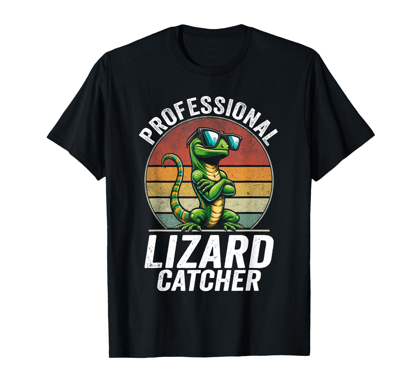 Professional Lizard Catcher Funny Retro Gecko Lizard Hunter T-Shirt