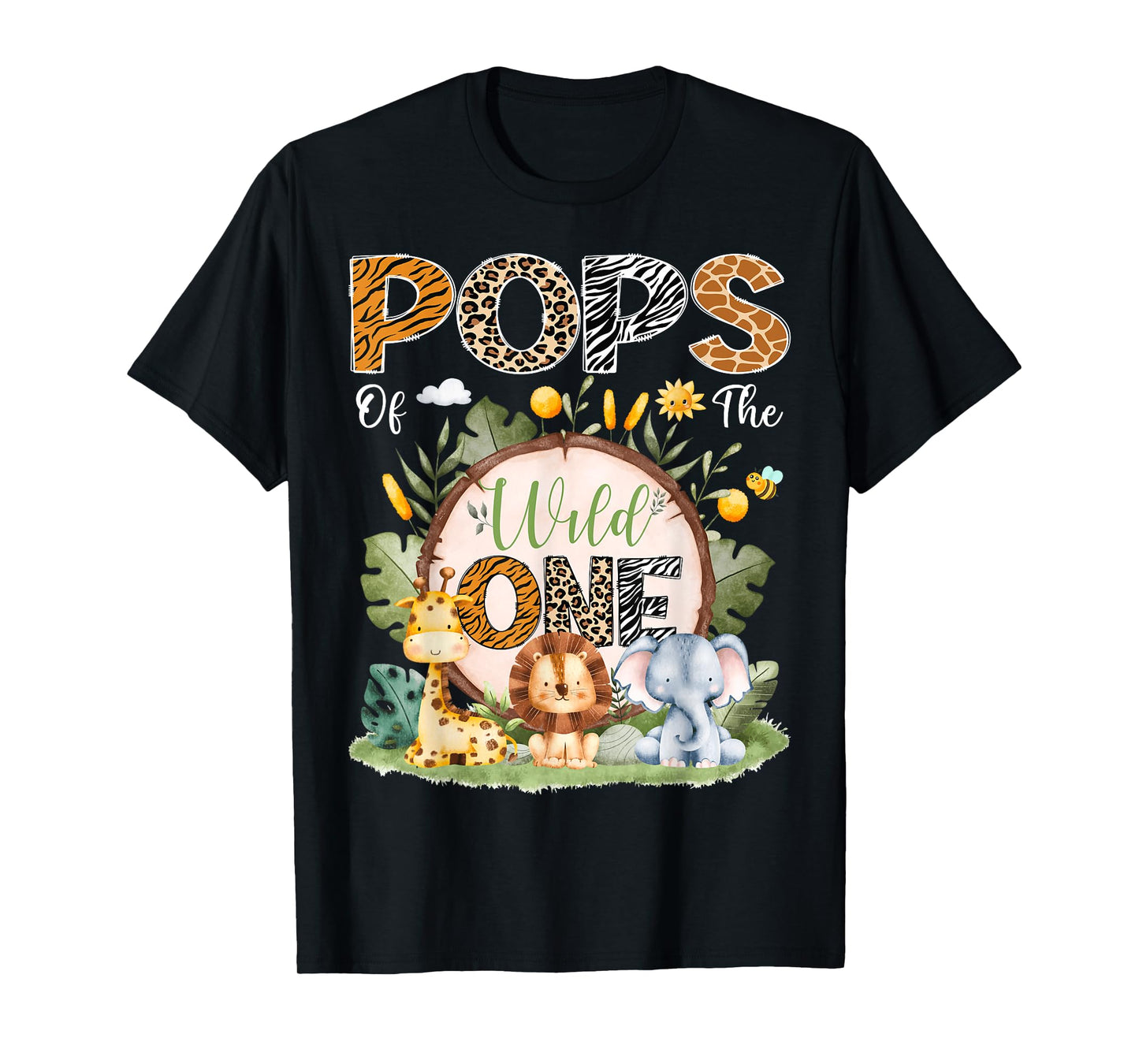 Pops Of The Wild One 1St Bday Safari Jungle Animals T-Shirt
