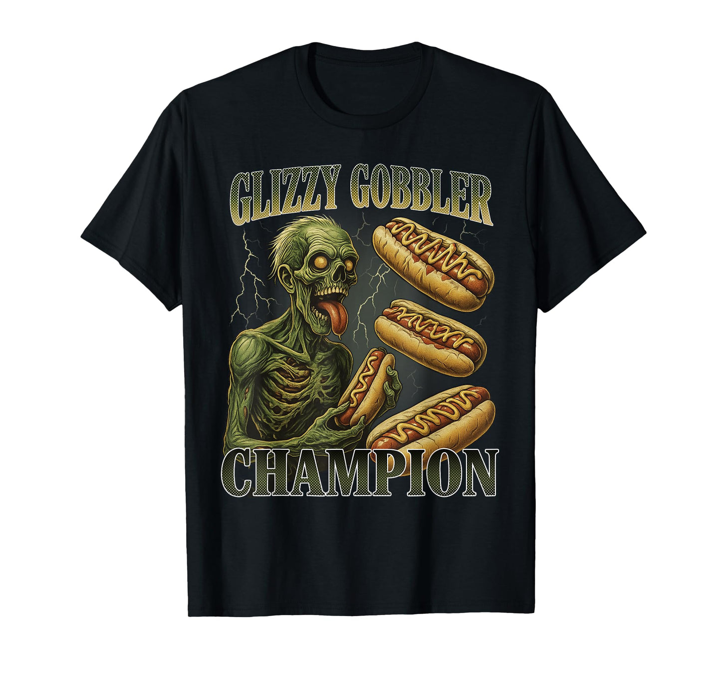 Glizzy Gobbler Champion T-Shirt Funny Zombie Hot Dog Eating T-Shirt for Men Women