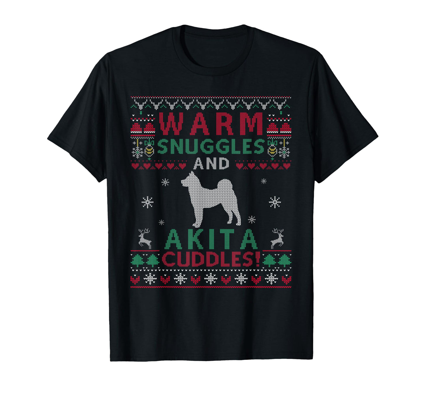 Christmas Akita Dog Ugly Sweater Style T-Shirt