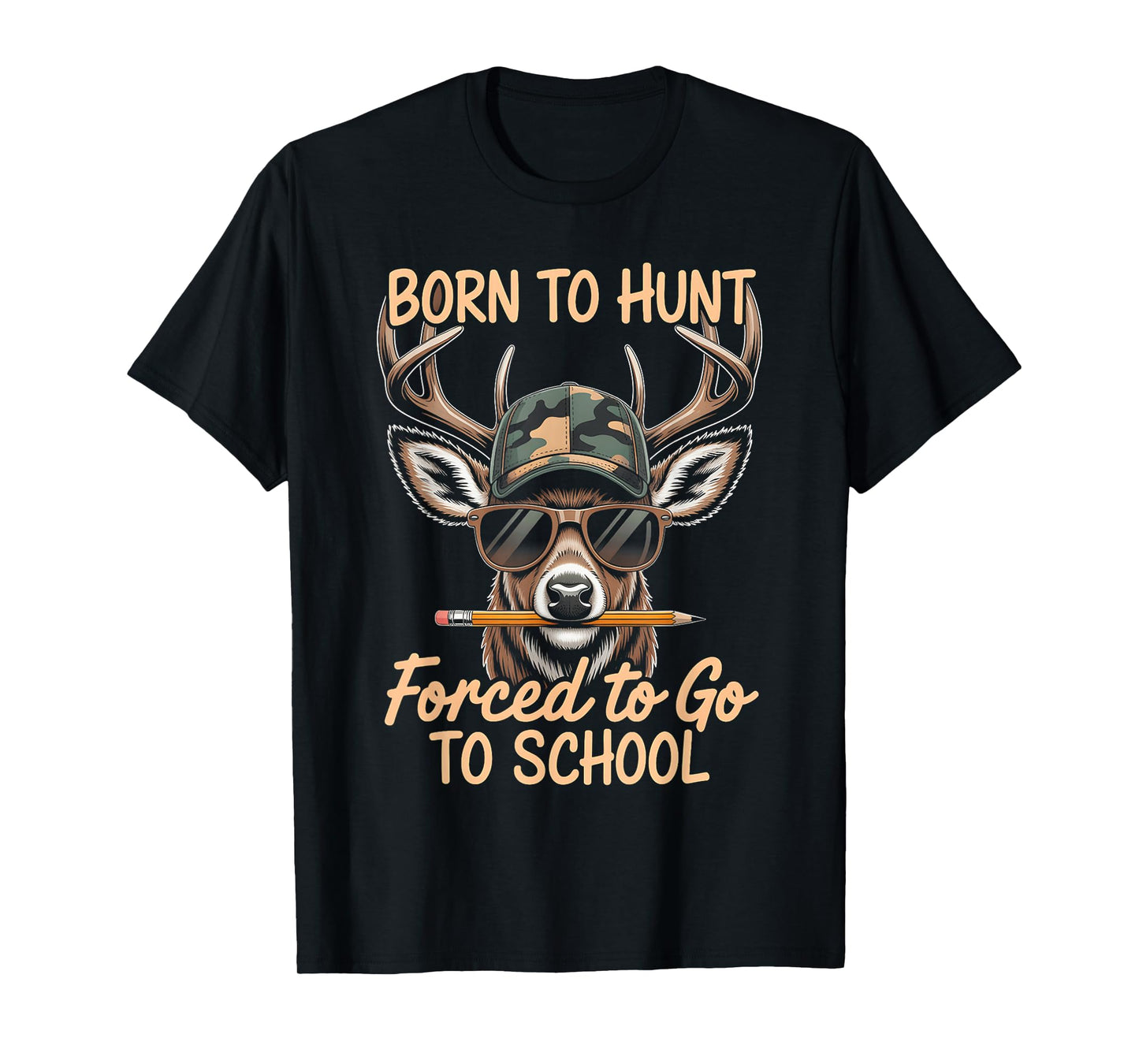 Forced to Go to School Deer Hunting Boy Camo T-Shirt