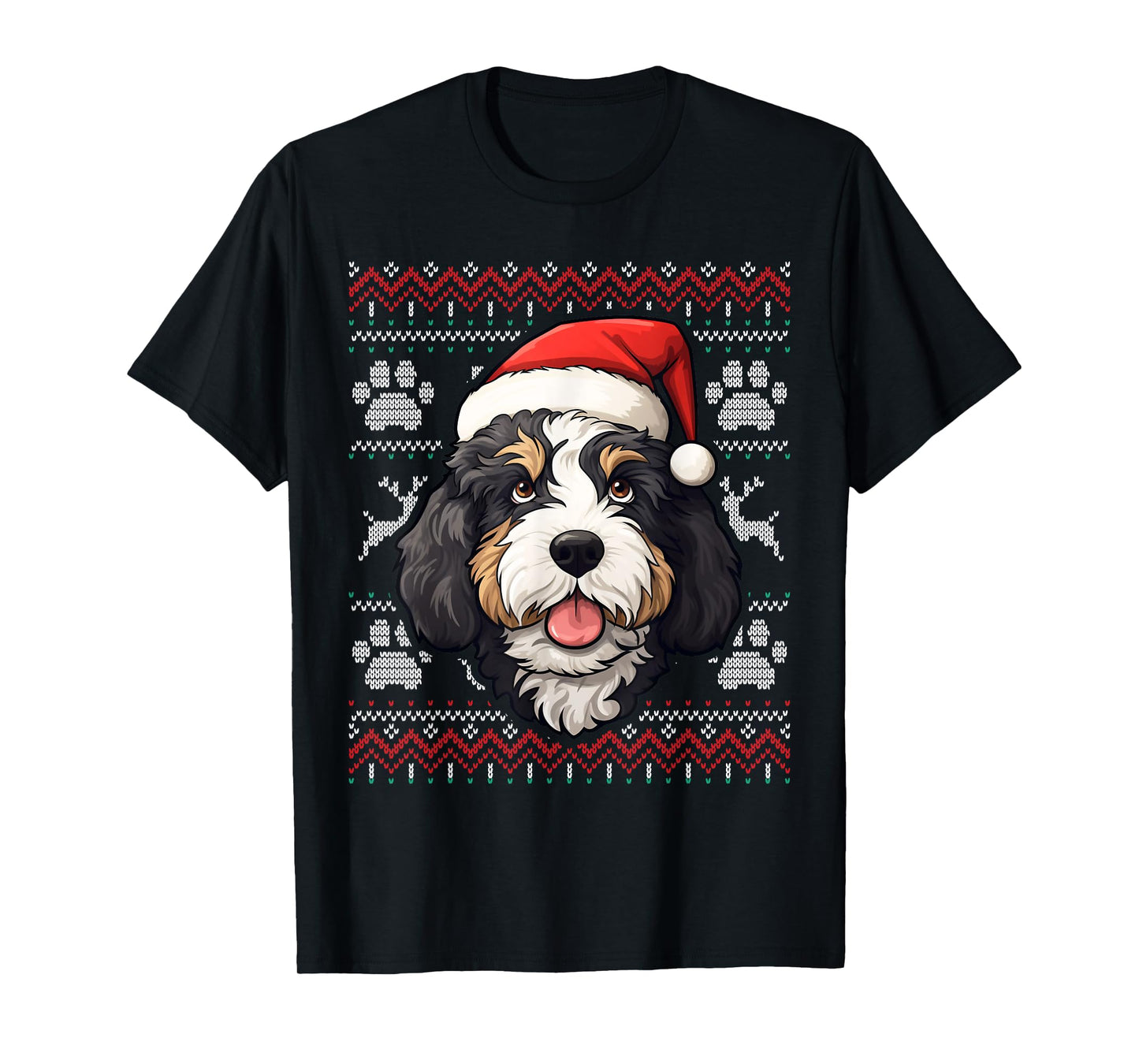 Bernedoodle Santa Hat Christmas Funny Dog Mom Dad T-Shirt