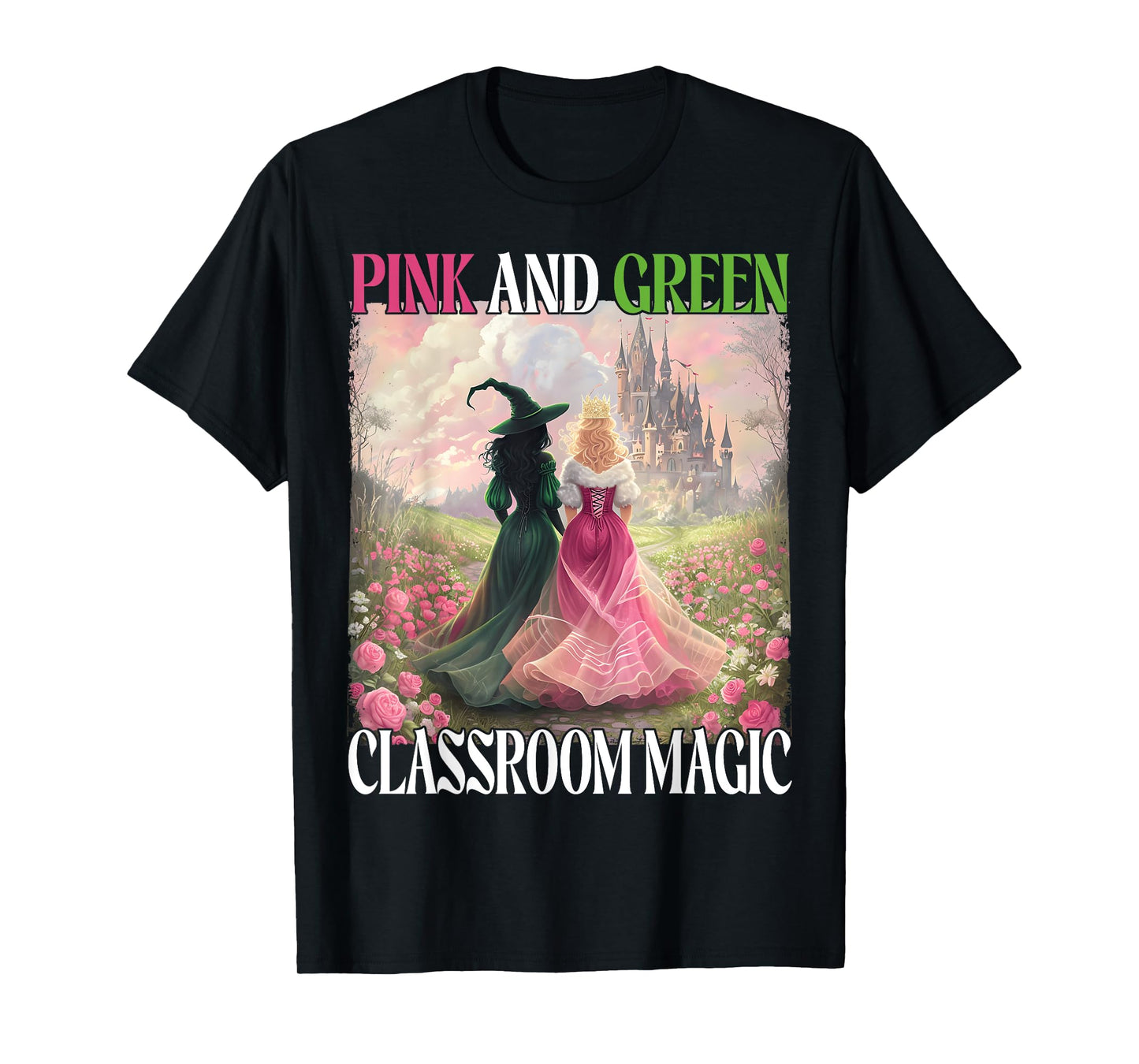 Pink & Green Classroom Magic Witch Halloween Teacher Witches T-Shirt