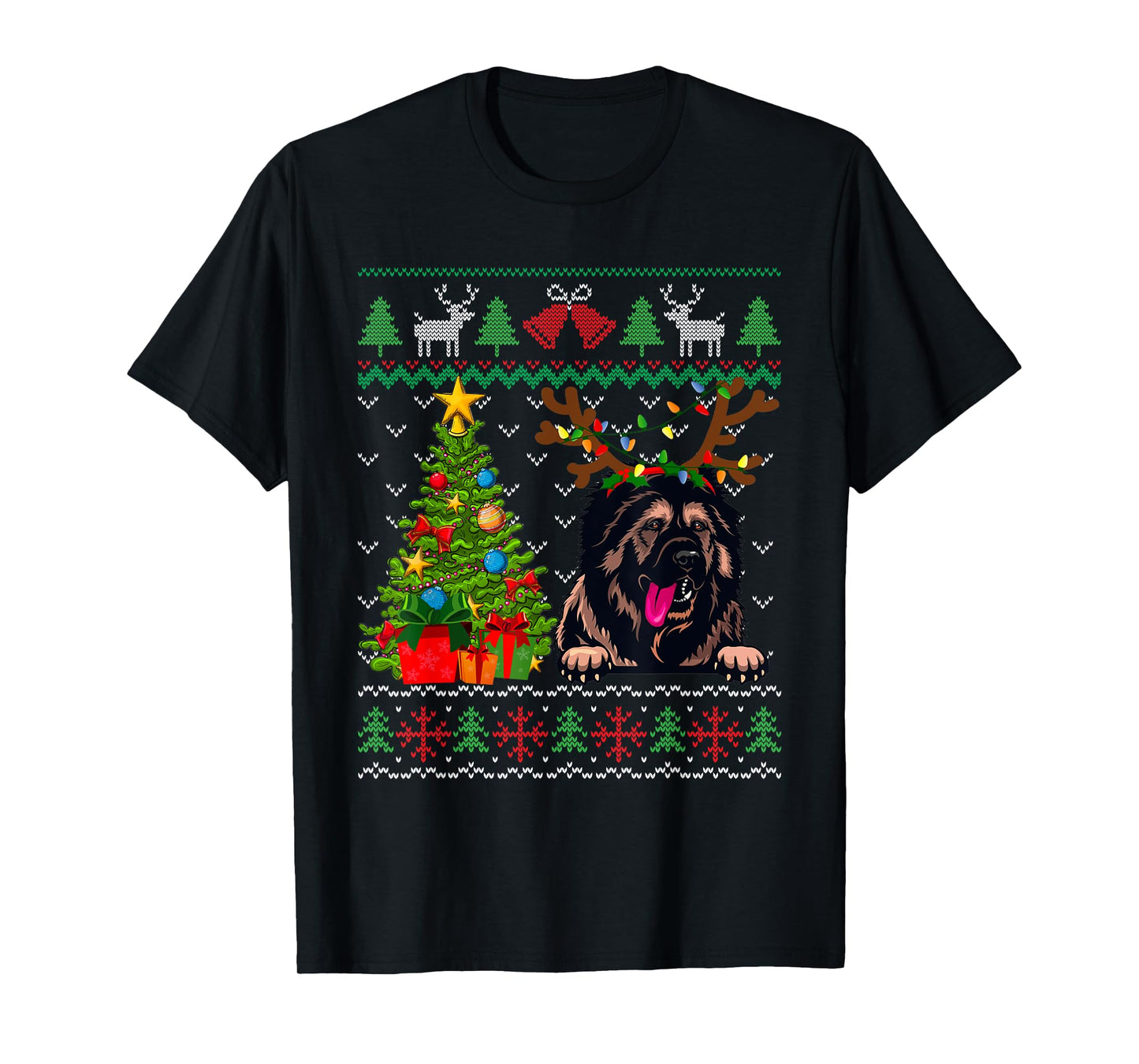 Caucasian Shepherd Dog Merry Christmas Reindeer Truck Xmas T-Shirt
