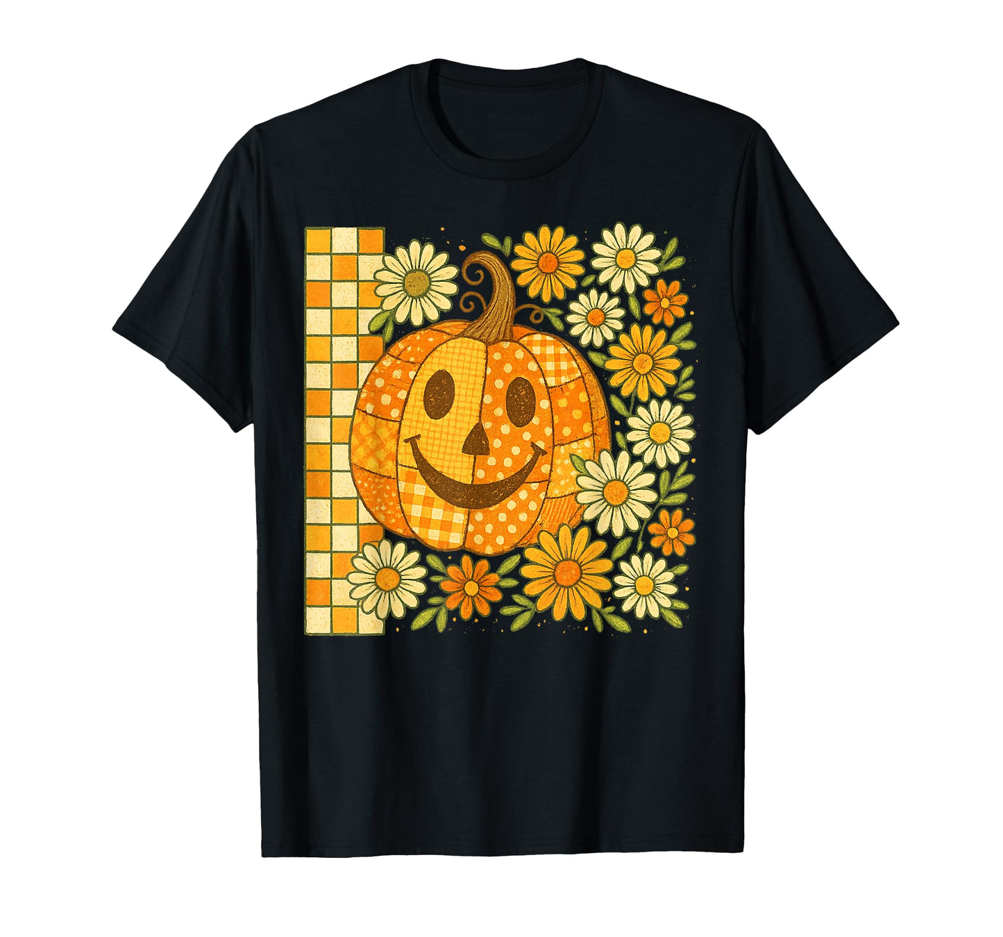 Funny Pumpkin Floral Fall Vibes Funny Thanksgiving T-Shirt