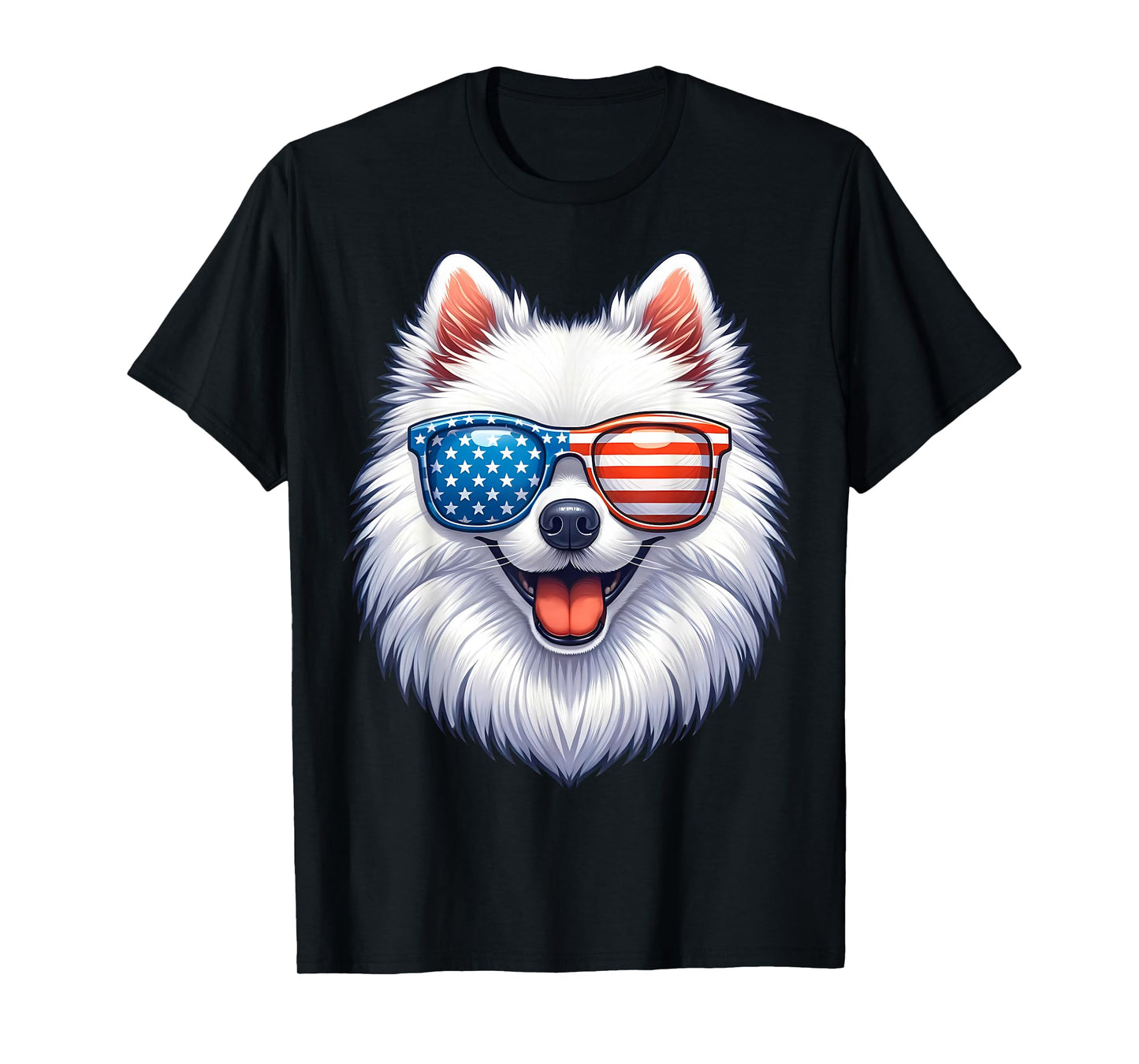 American Eskimo Dog USA Flag Funny Patriotic T-Shirt