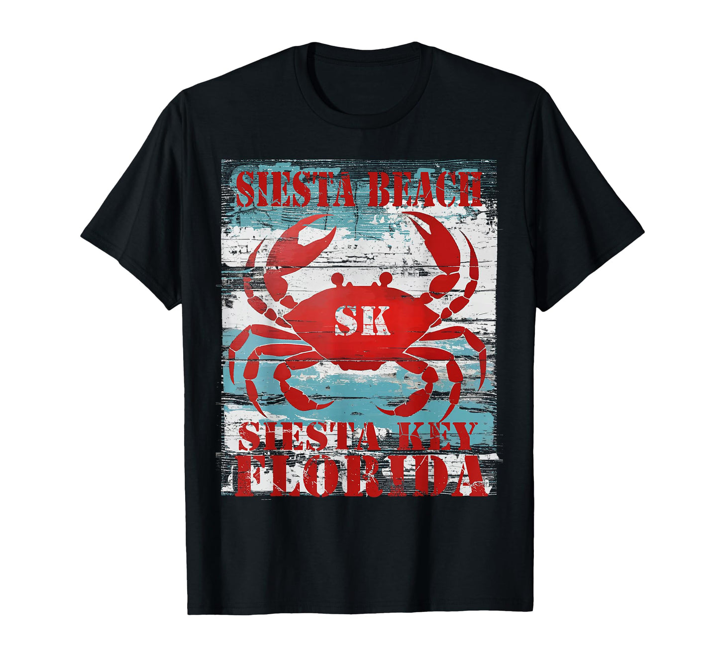Siesta Key Florida Siesta Beach FL Nautical Coastal Crab SK T-Shirt for Men Women Kids