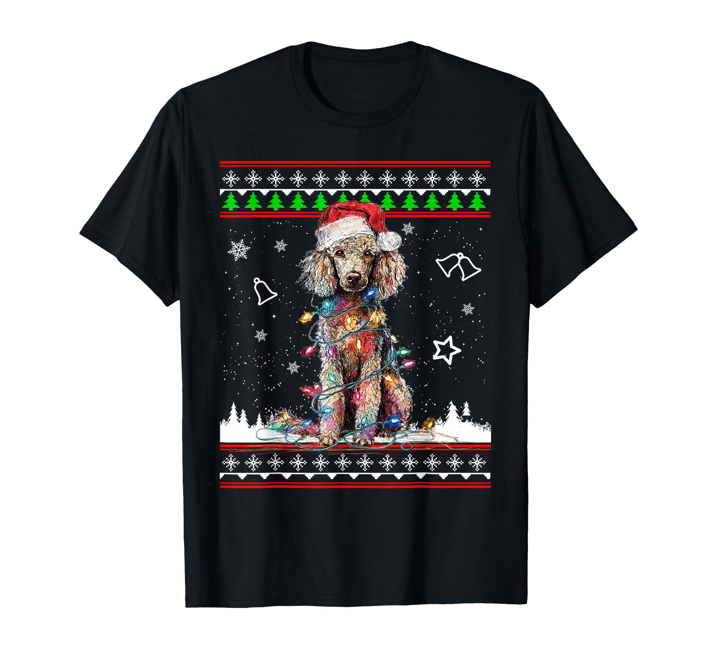 Poodle Christmas Ugly Sweater Funny Dog Xmas T-Shirt