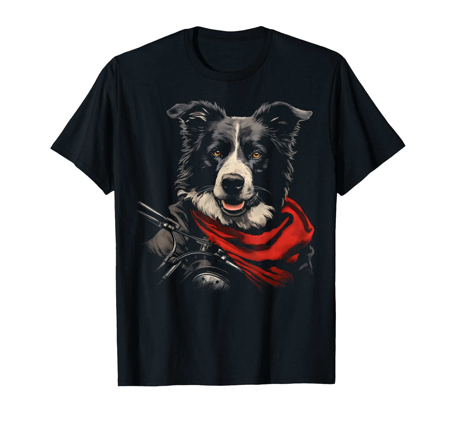 Cool Motorcycle Dad Biker Dog Funny Border Collie Dad Rider Men T-Shirt
