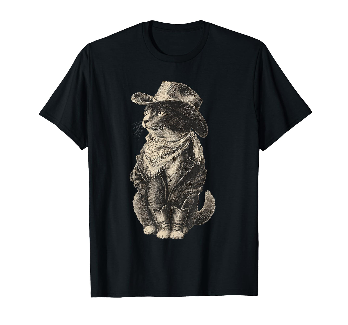 Country Western Vintage Cowgirl Funny Cowboy Cat T-Shirt