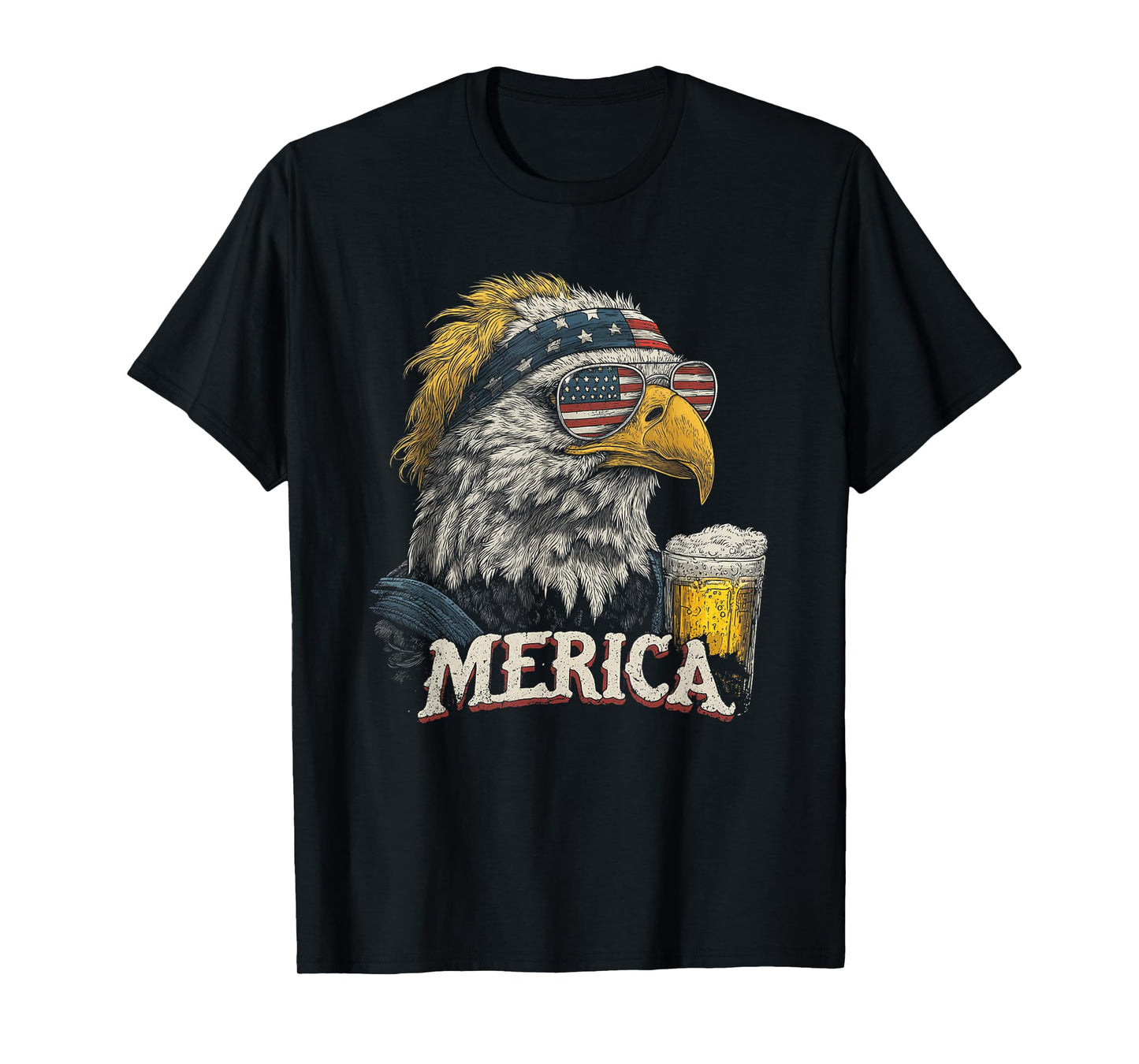 Beer Drinking - Patriotic USA 4th of July American Flag T-Shirt