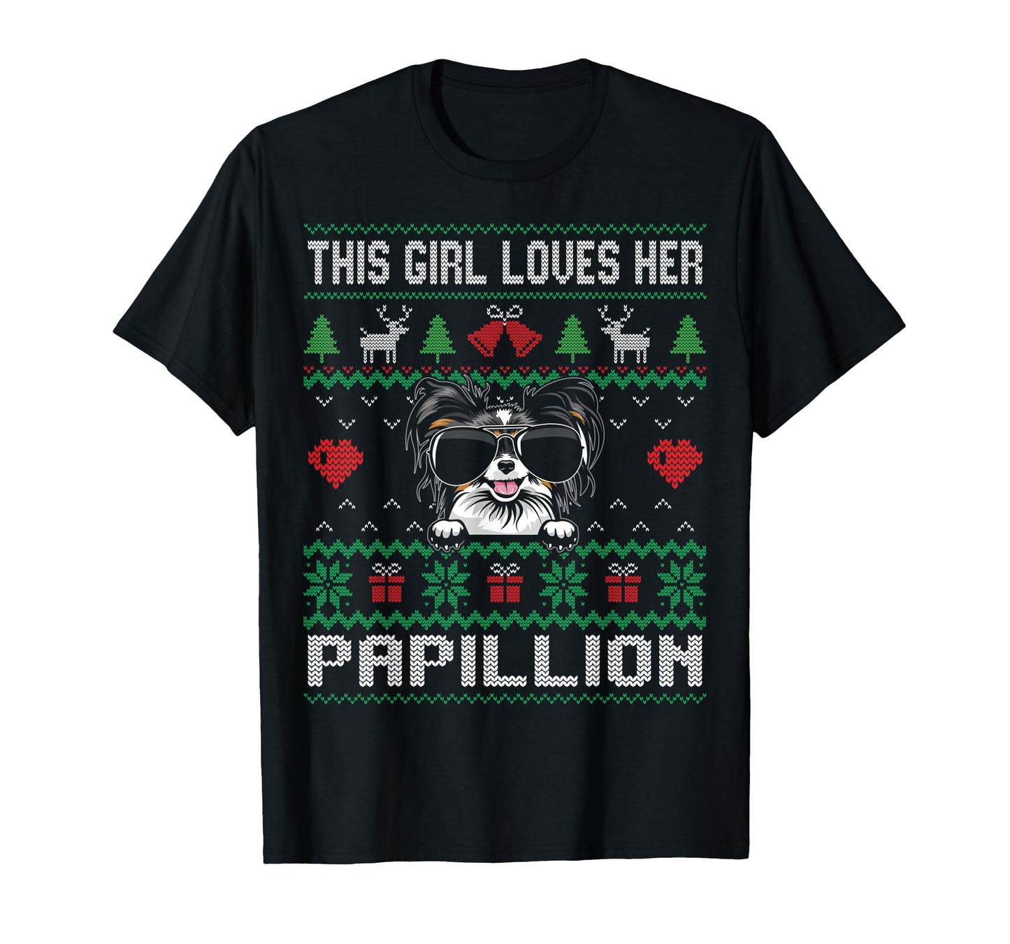 Papillion Girl Cool Ugly Christmas for Dog Mom T-Shirt
