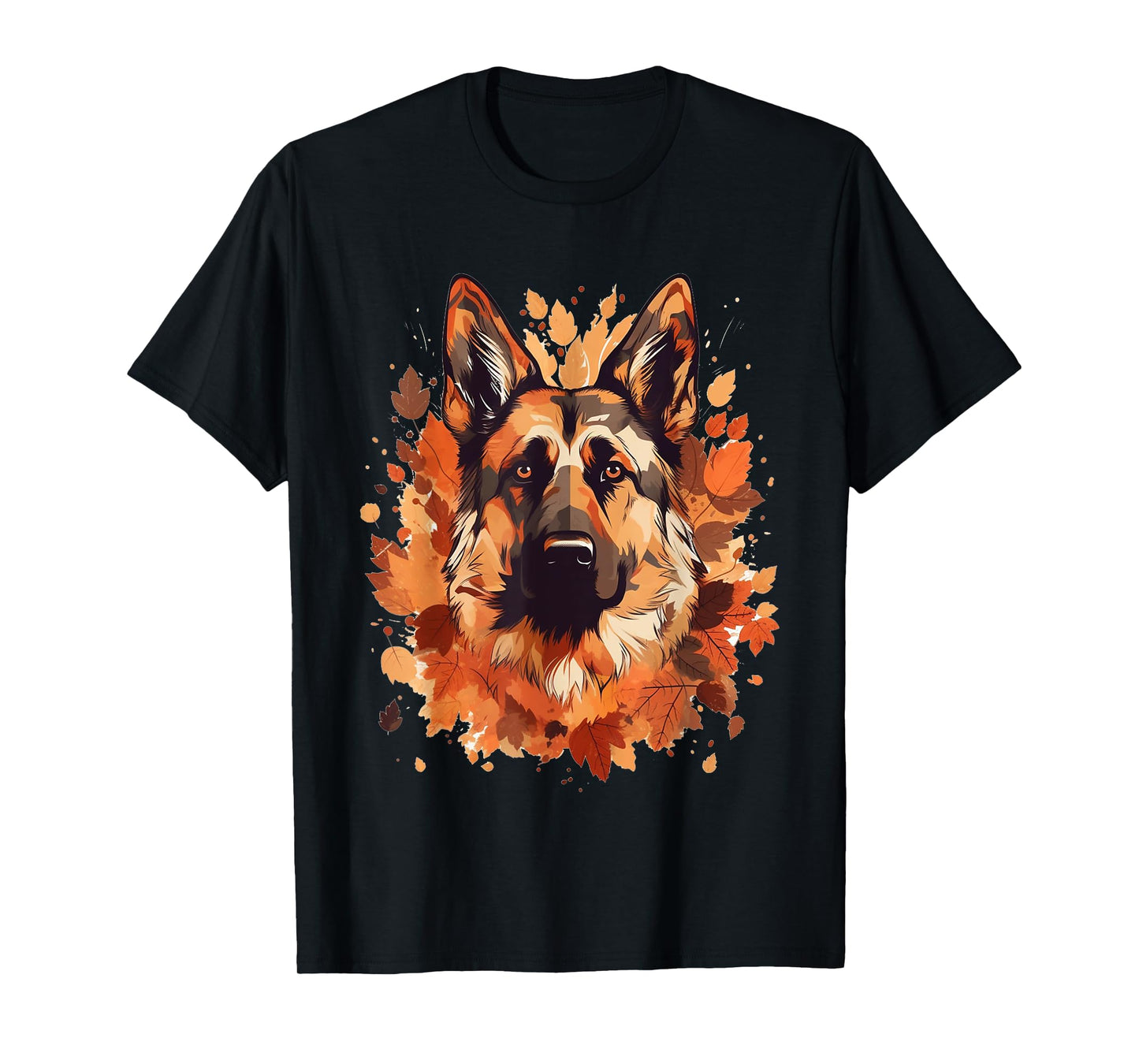German Shepherd Fall Leaves Thanksgiving Day Dog Lover Puppy T-Shirt