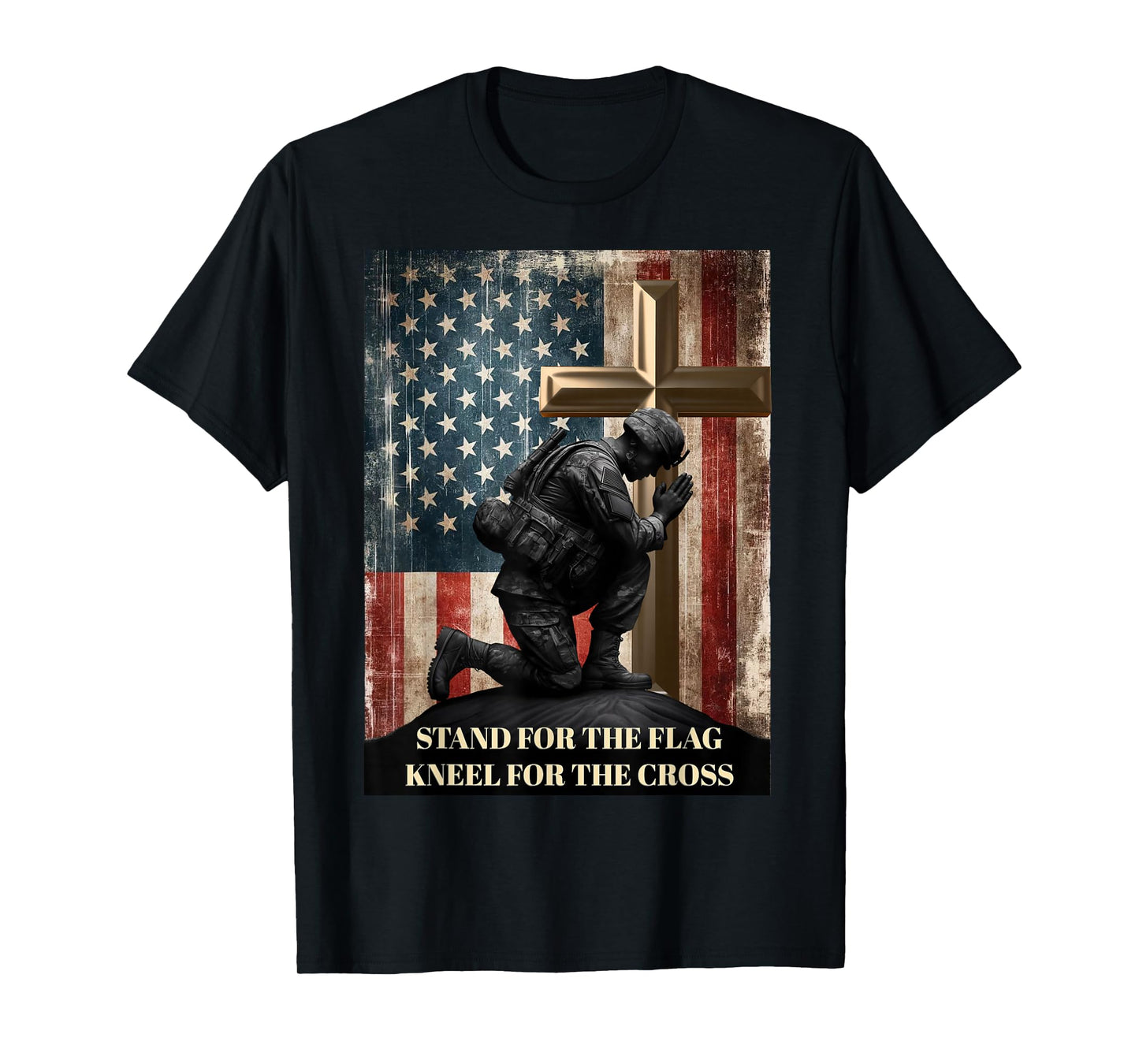 I Stand for The Flag and Kneel for The Cross US Flag USA T-Shirt
