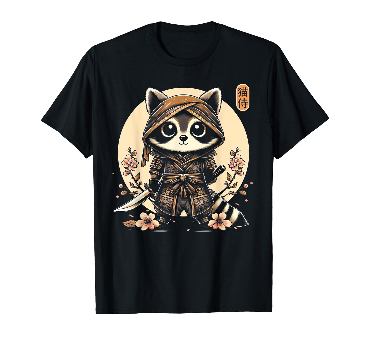 Japanese Samurai Ninja Raccoon Tattoo Japanese Kawaii Art T-Shirt