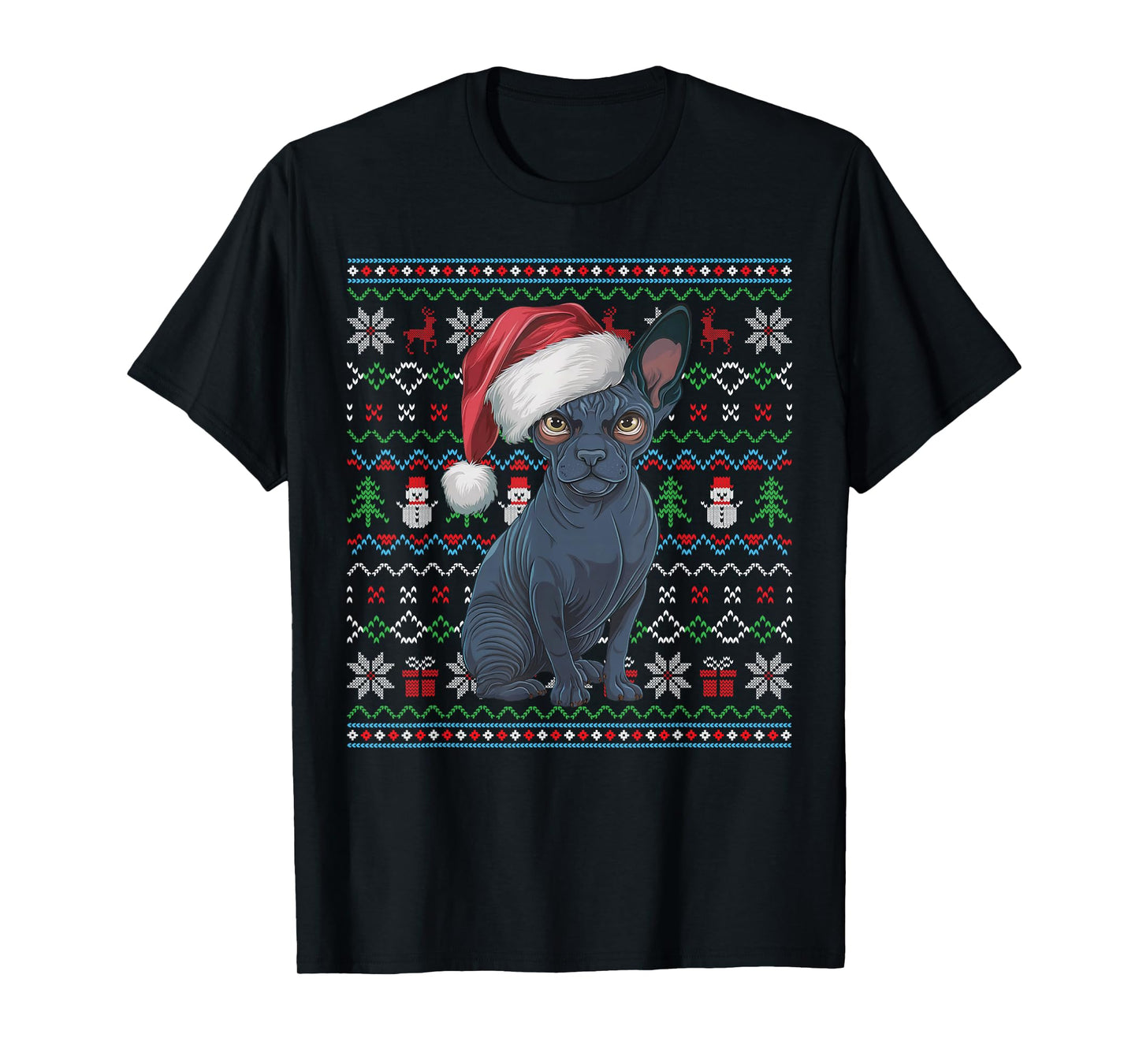Ugly Sphynx Dog Lovers Xmas Sweater Santa Christmas T-Shirt