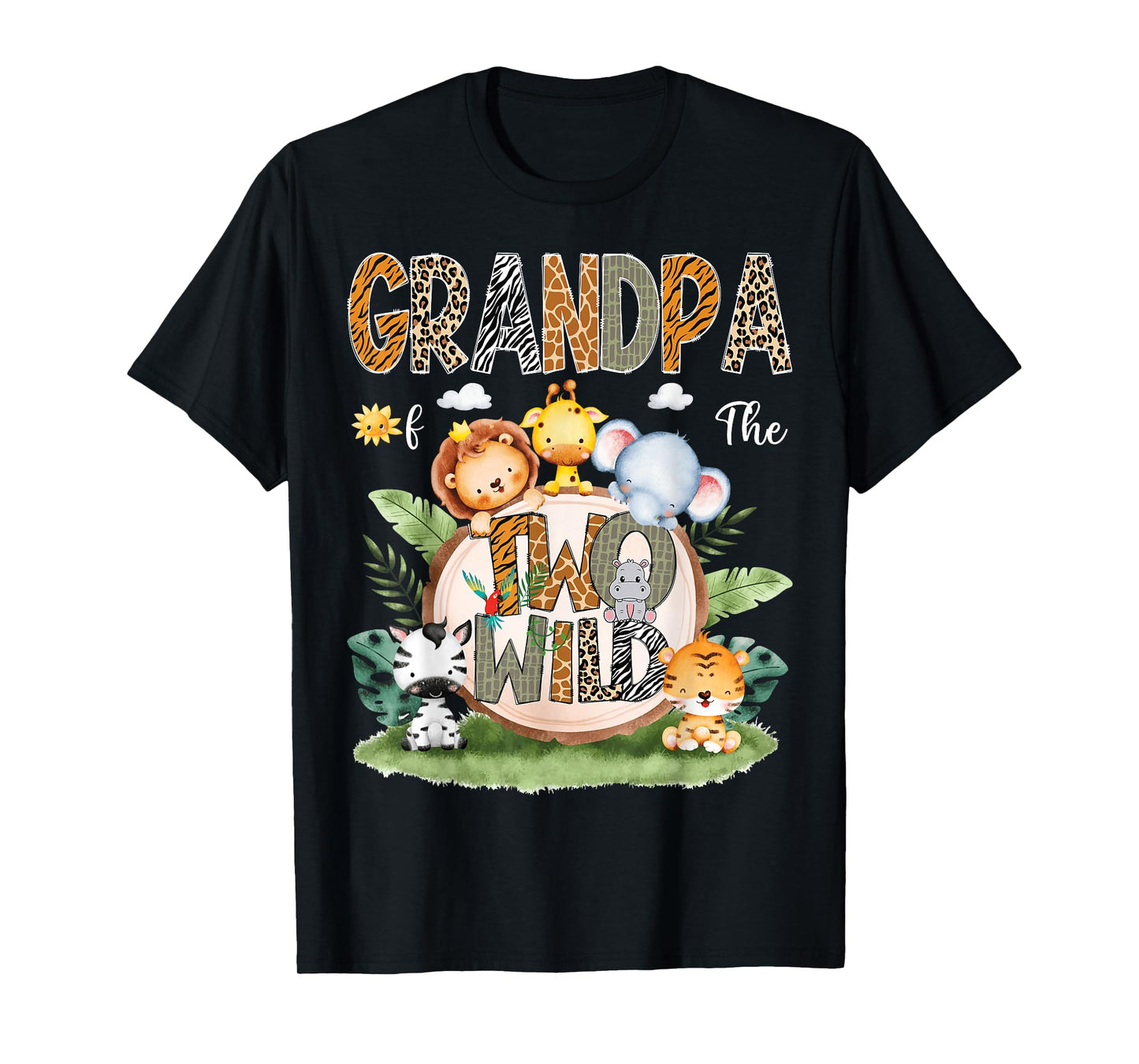 Grandpa Of The Two Wild 2Nd Birthday Safari Animal Lover T-Shirt