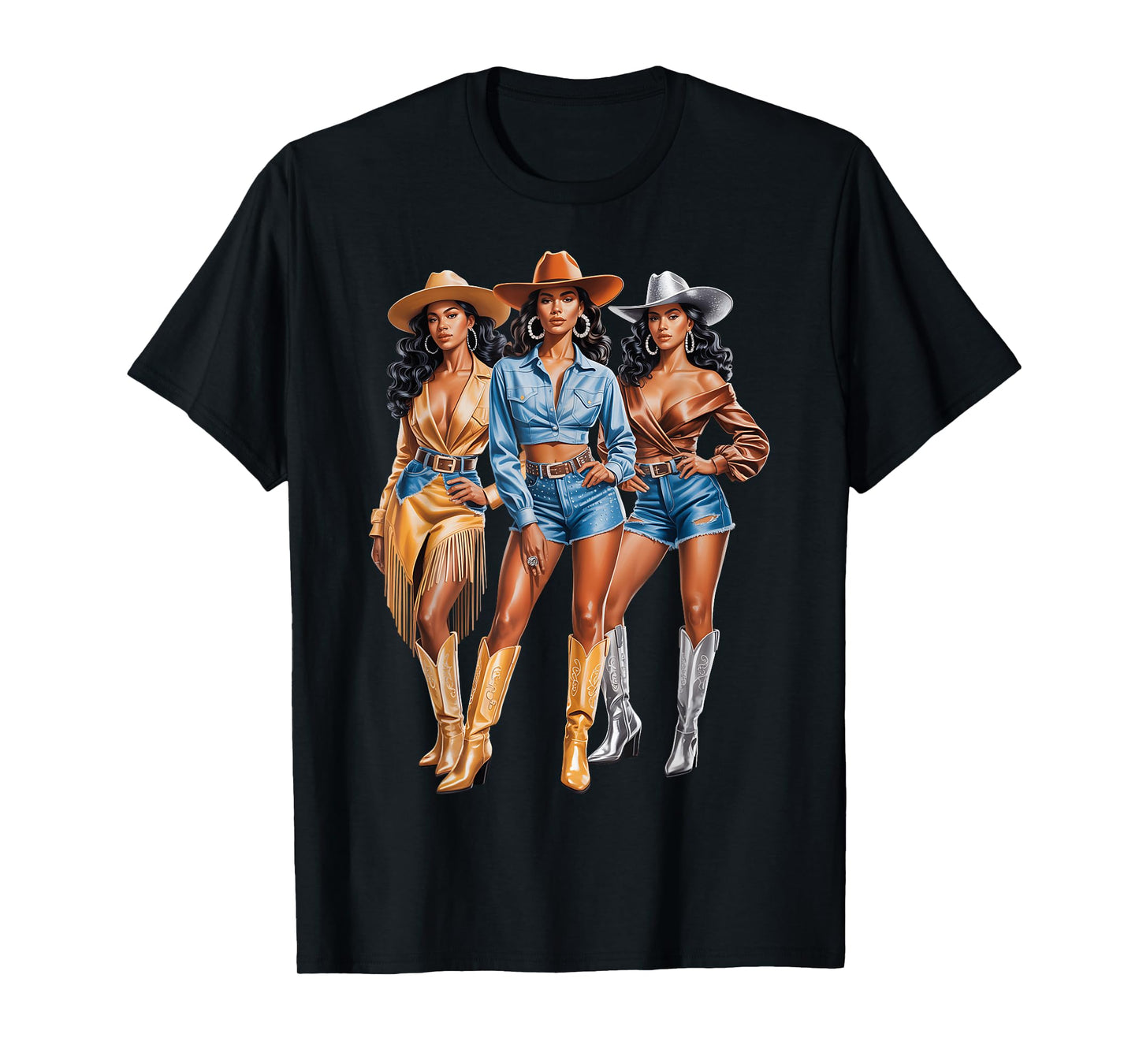 Melanin Black Cowgirl African American Cowgirl Western Rodeo T-Shirt