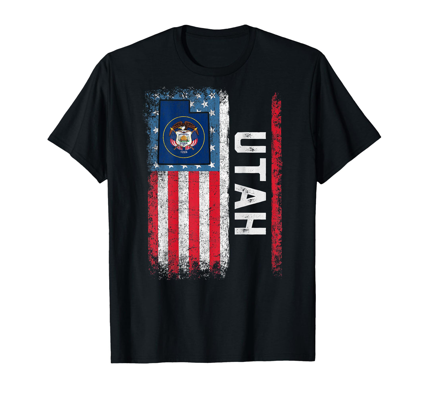 Vintage Utah State USA Flag Shirt Utah (On Back) T-Shirt