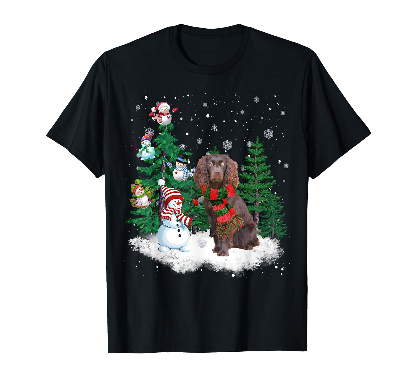 Boykin Spaniel Dog Christmas Snowman Xmas Tree Pajama T-Shirt