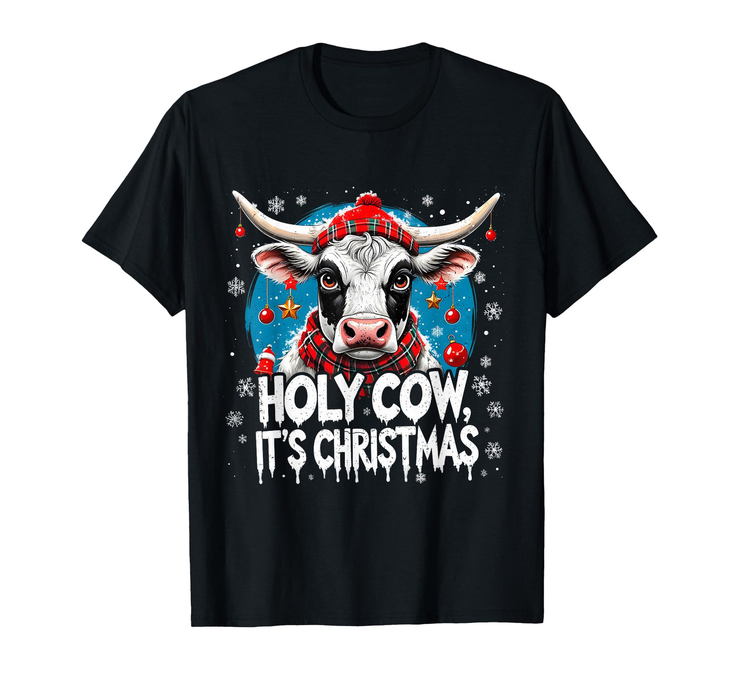 Holy Cow It’s Christmas Funny Farm Holiday Design T-Shirt