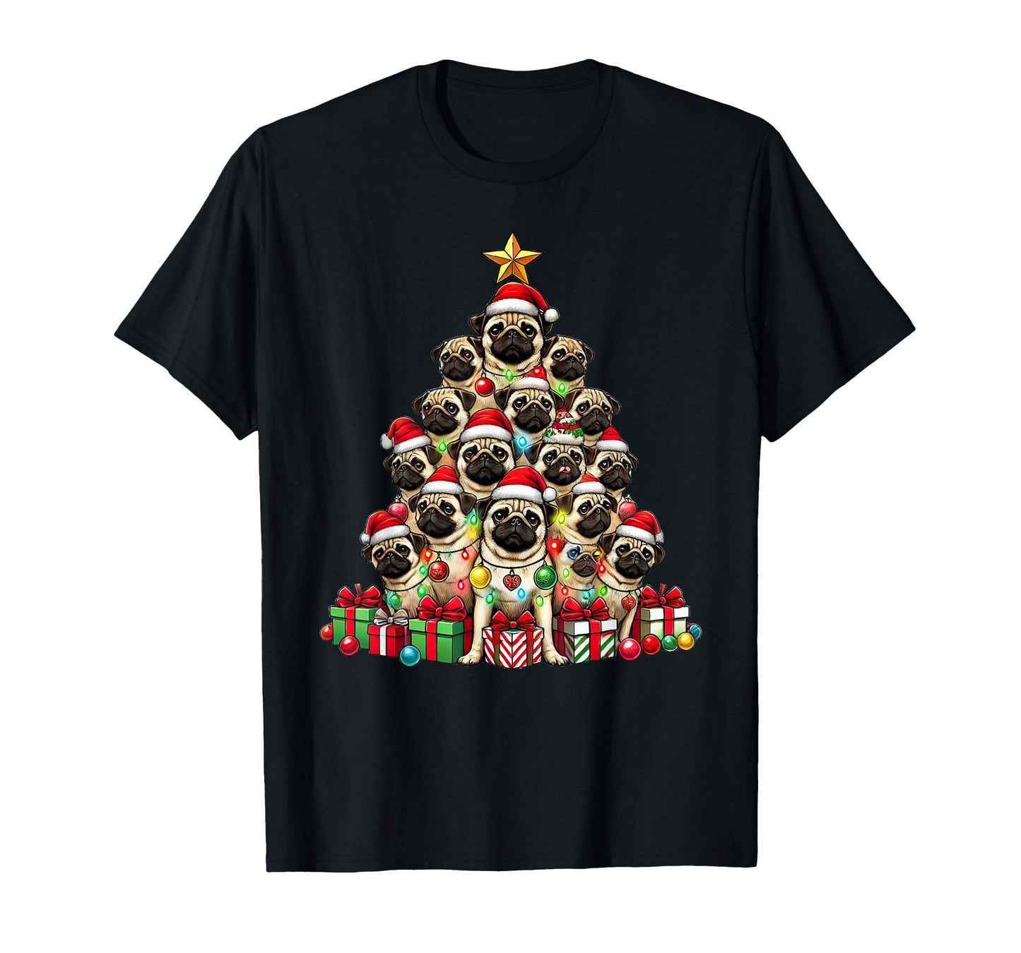 Dog Pug Christmas Tree Funny Pug Xmas T-Shirt