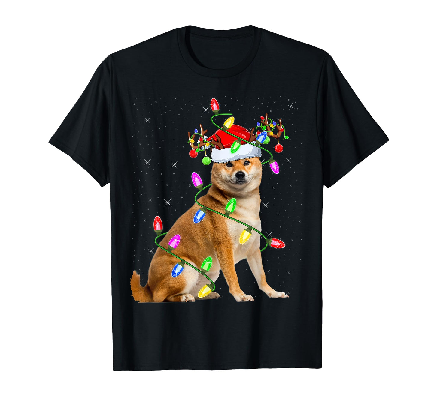 Shiba Inu Dog Lover Xmas Lighting Santa Shiba Inu Christmas T-Shirt