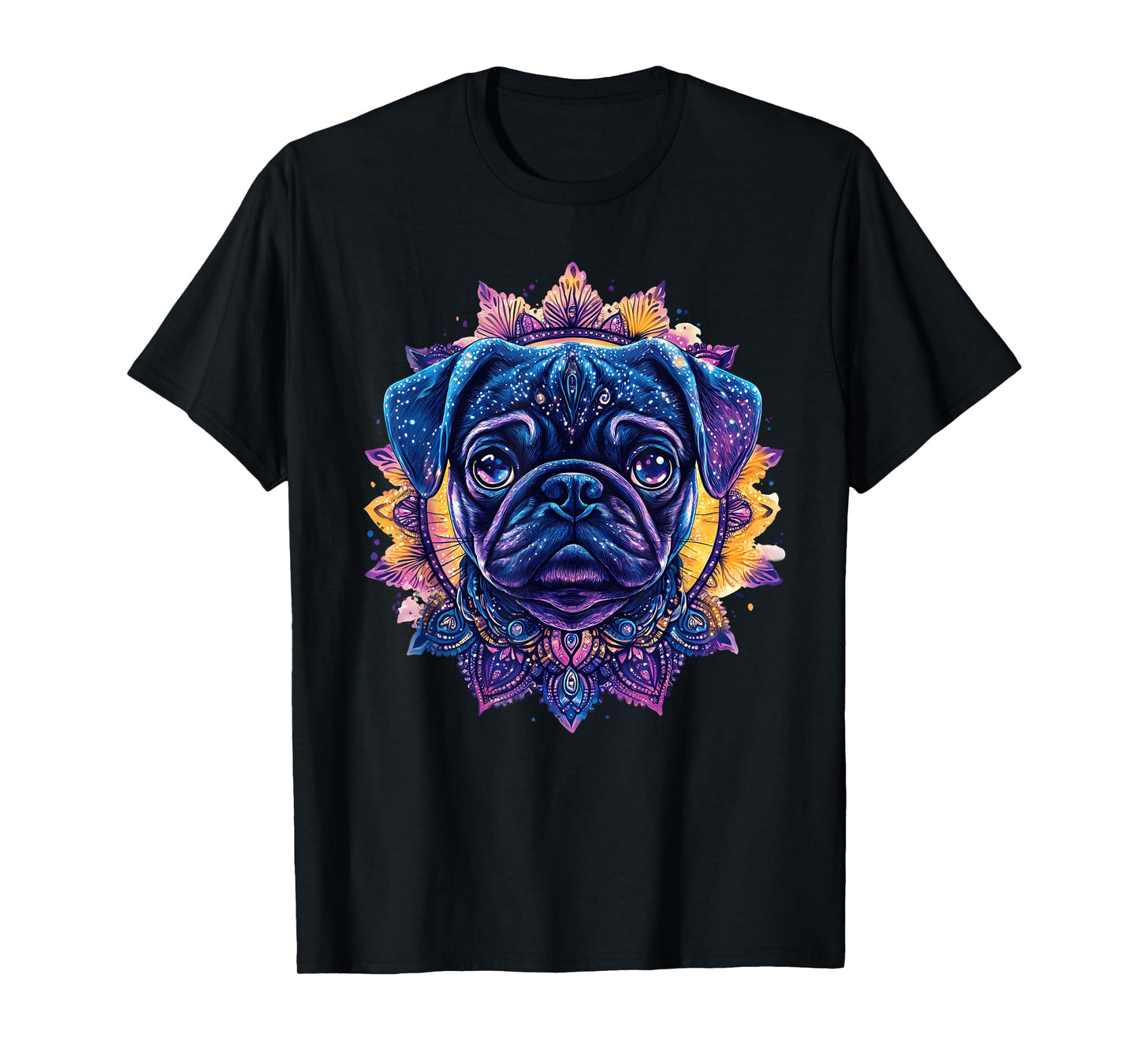 Pug Dog Face Colorful Portrait Animal Cute Pug Lover T-Shirt