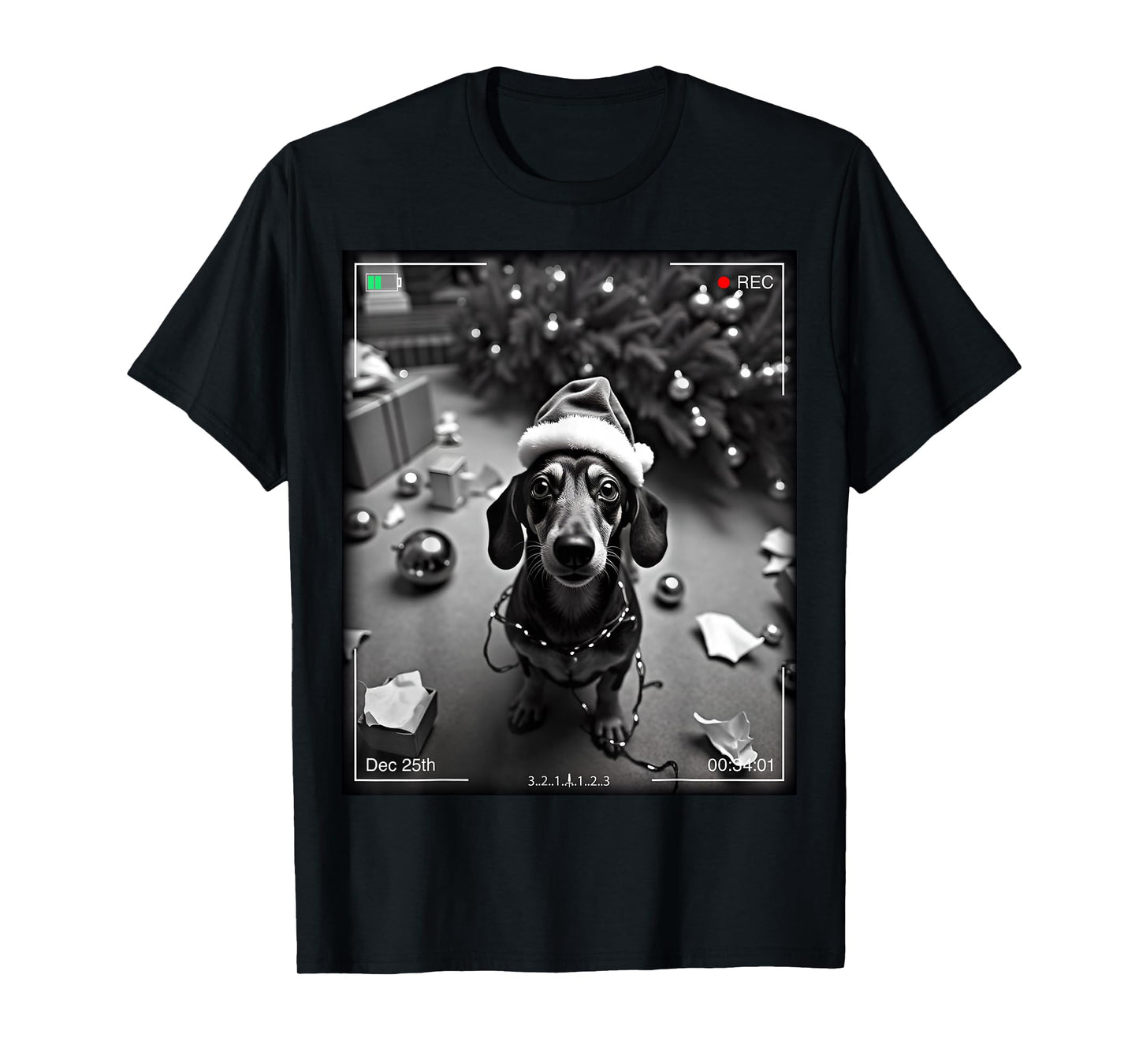 Christmas Dachshund Caught On Camera T-Shirt