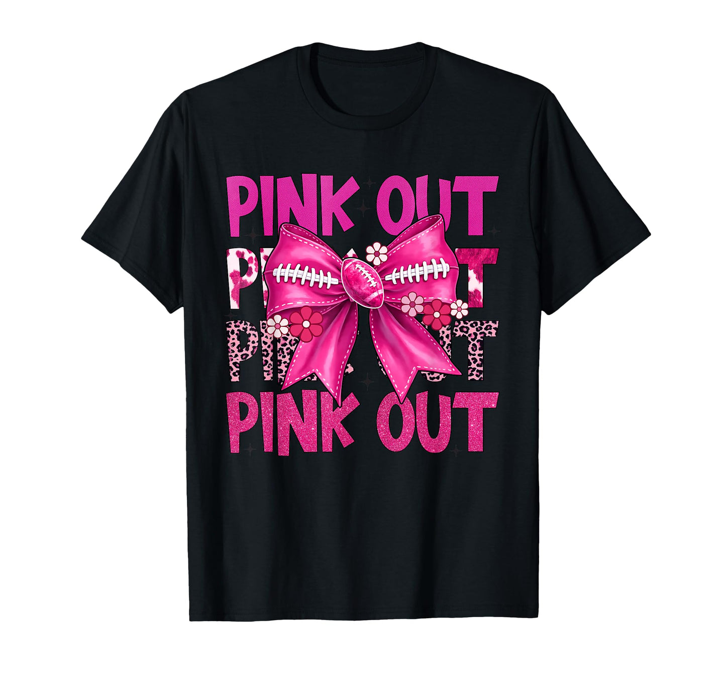 Pink Out Football Shirt with Bow for Women Girls T-Shirt