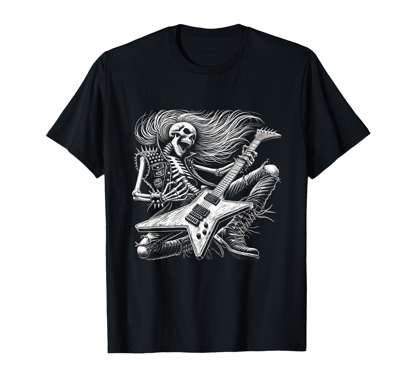 Skeleton Playing Guitar Music Gifts For Men Women Rock Band T-Shirt