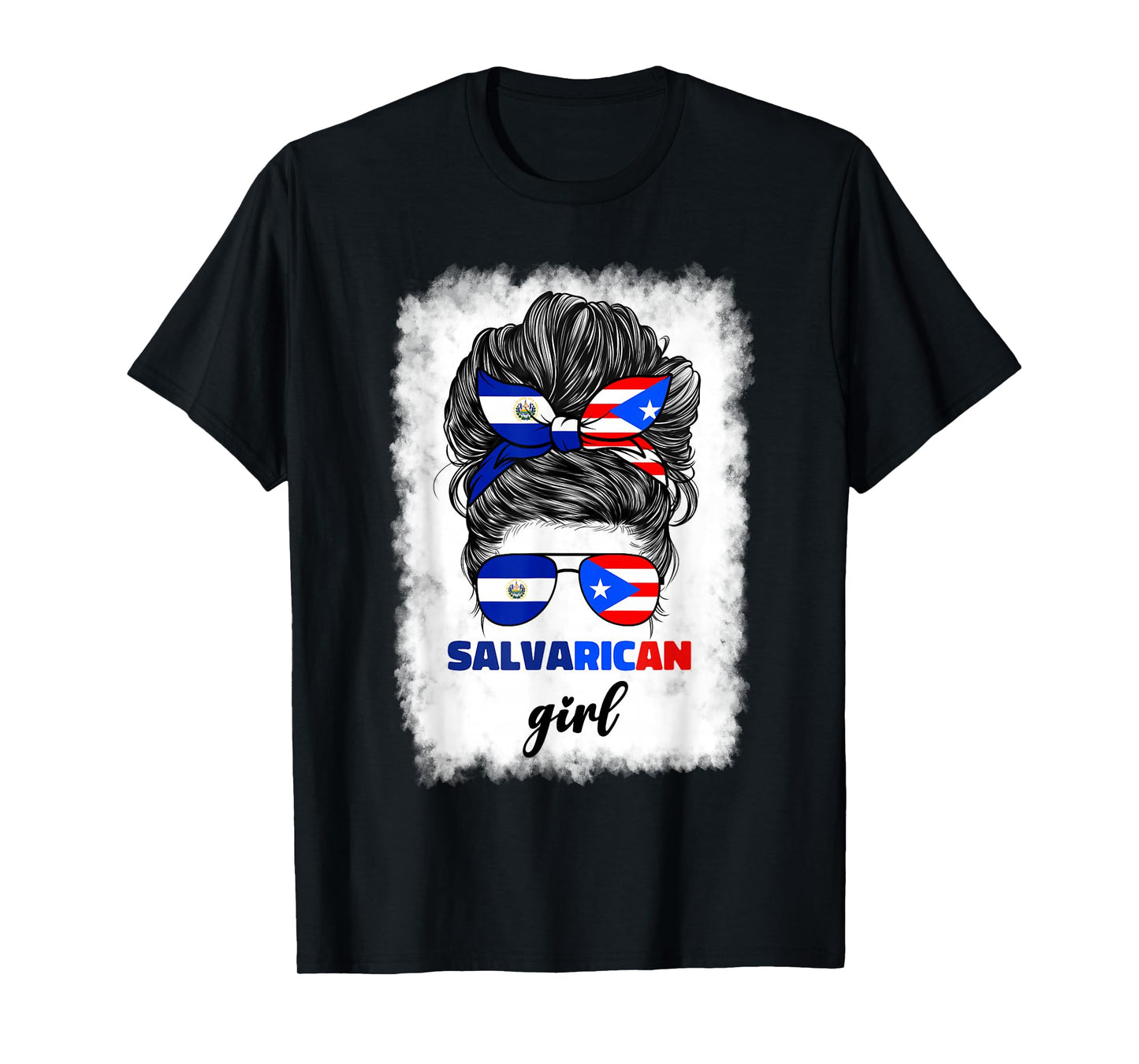 Half Salvadorian And Puerto Rican Rico El Salvador Flag Gril T-Shirt