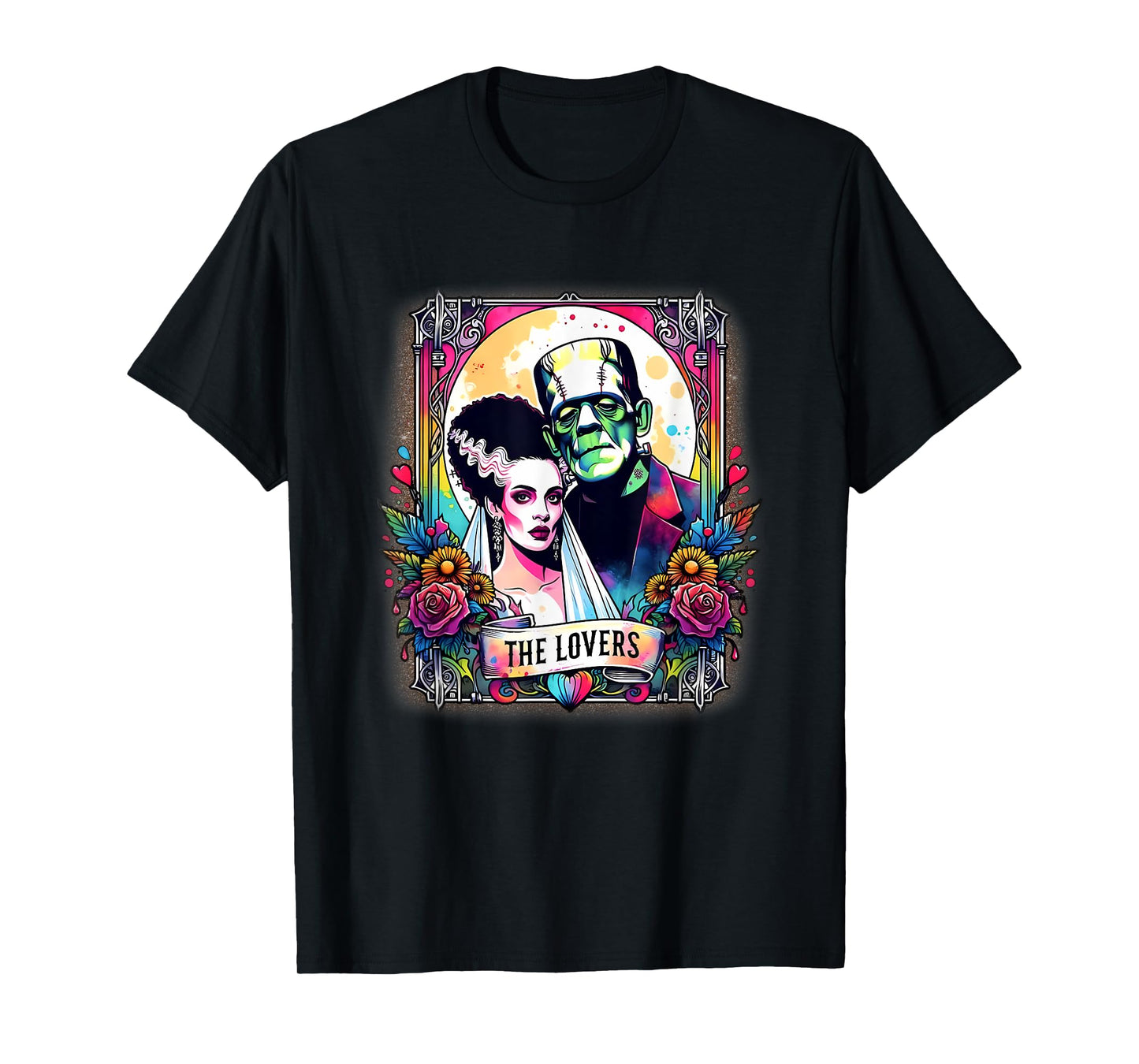 The Monster Frankenstein And Bride The Lovers Tarot Card T-Shirt