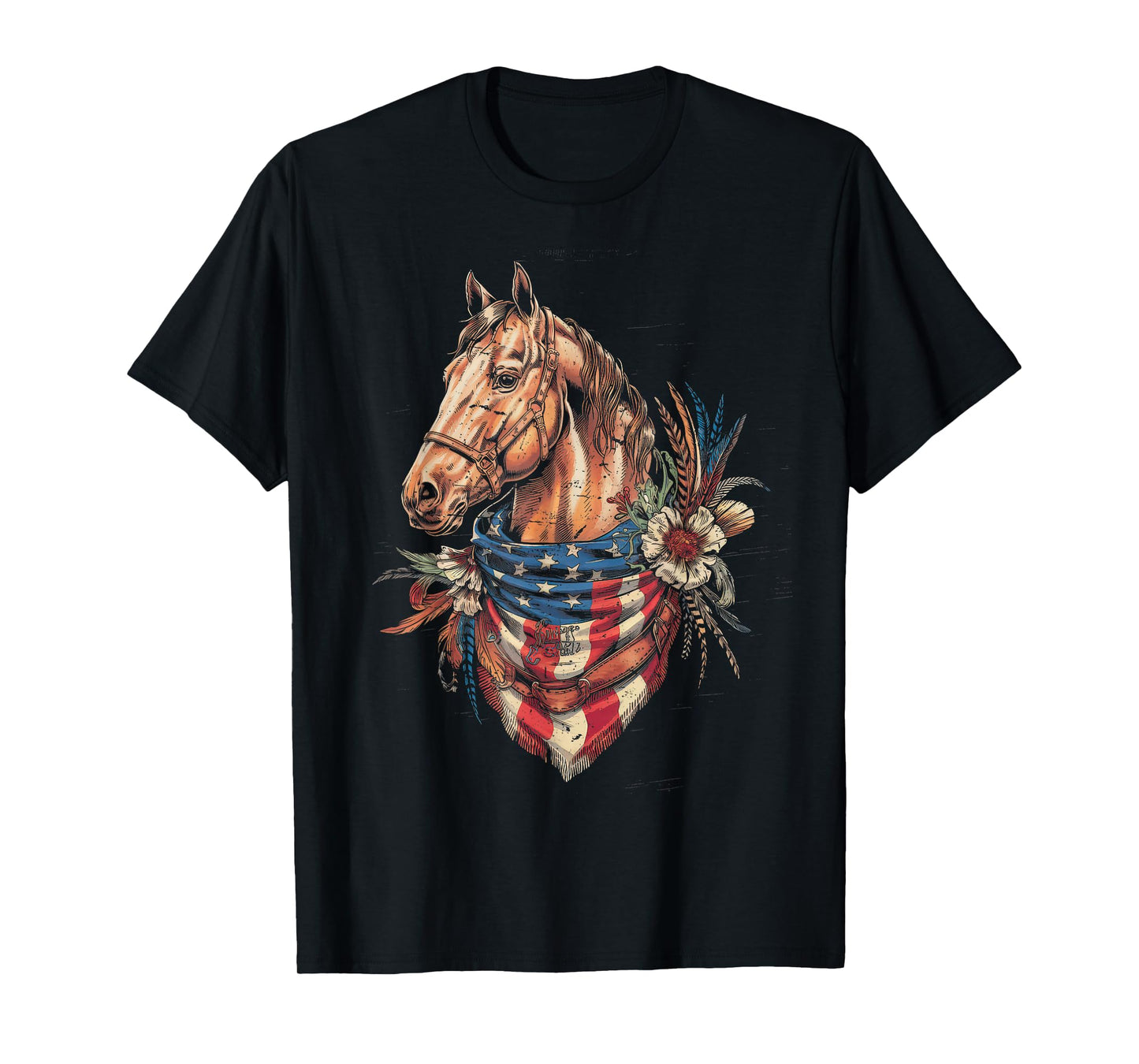 American Flag Horse Riding Tshirt Women Country Patriot USA T-Shirt
