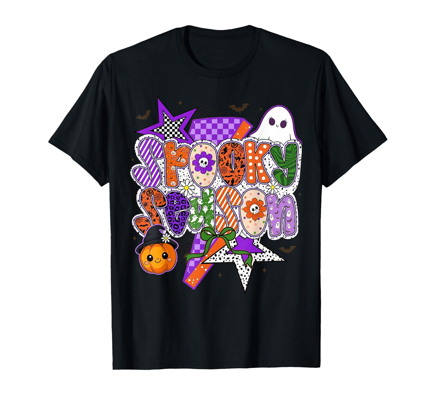 Spooky Season Halloween Ghost Pumpkin Cat Grave Men Women T-Shirt