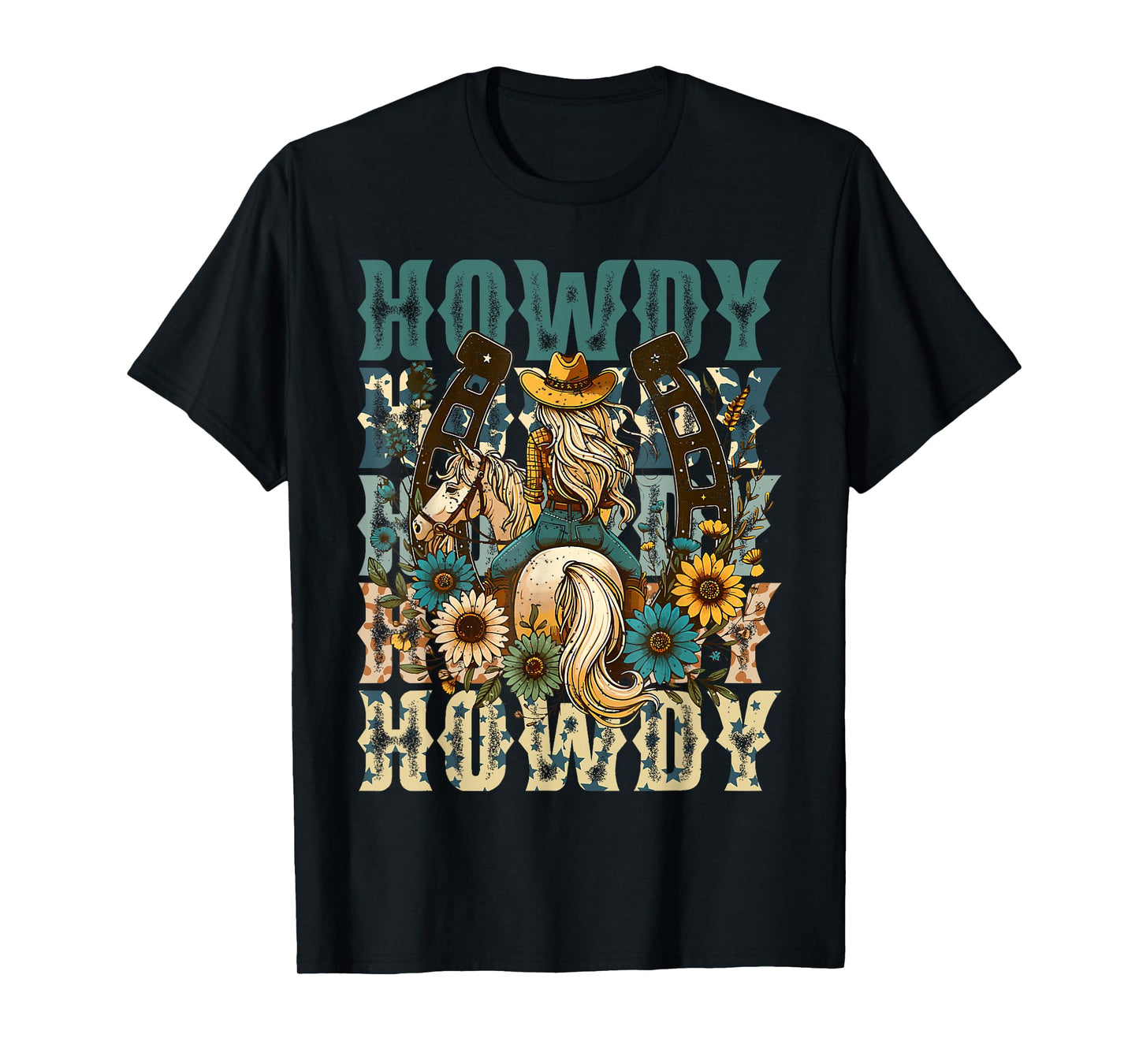 Retro Cowgirl Women Girls Howdy Western Southern T-Shirt